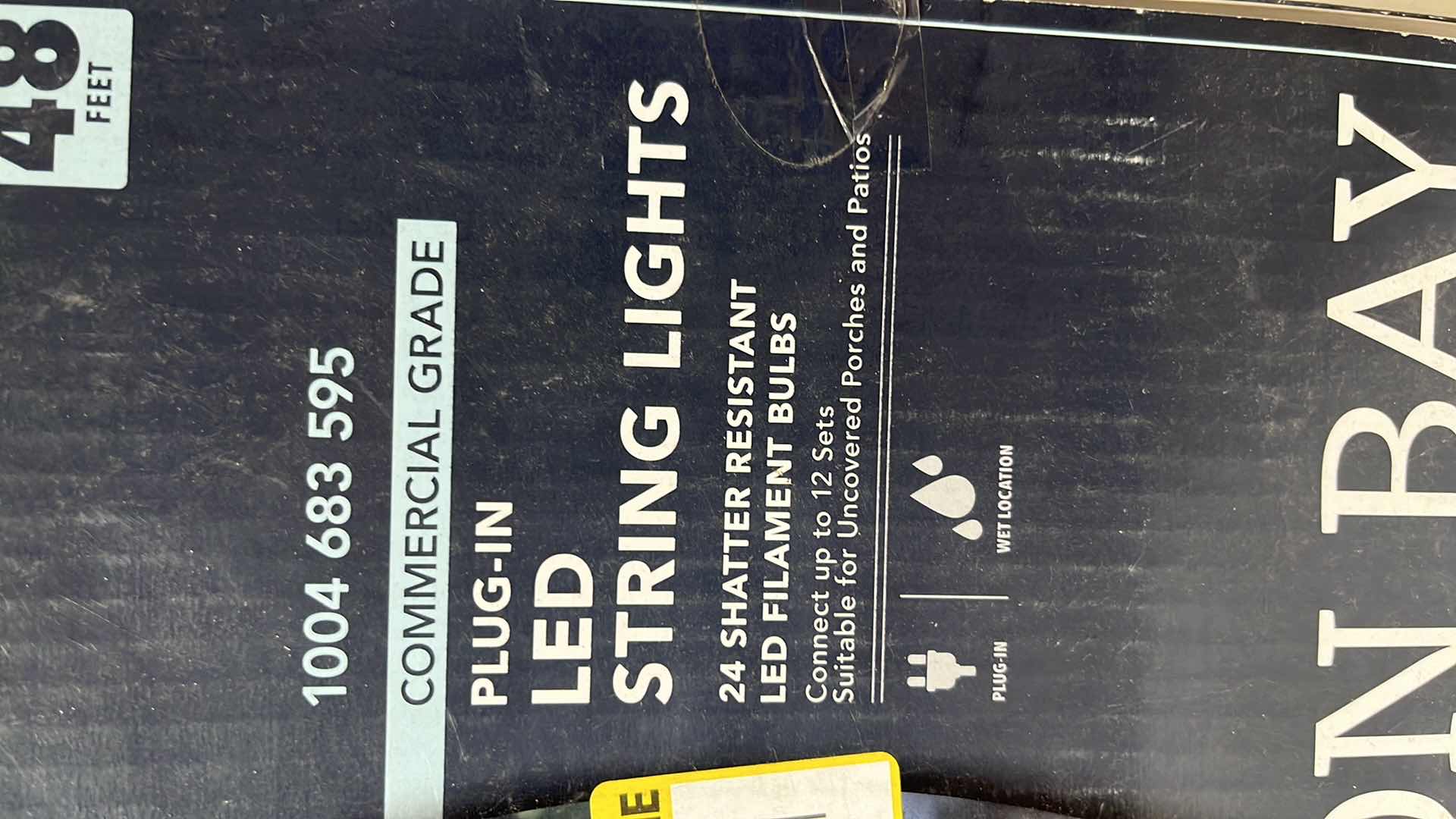 Photo 2 of HAMPTON BAY 48 FT COMMERCIAL GRADE LED PLUG-IN STRING LIGHTS, W 24 SHATTER RESISTANT FILAMENT BULBS (1004683595)