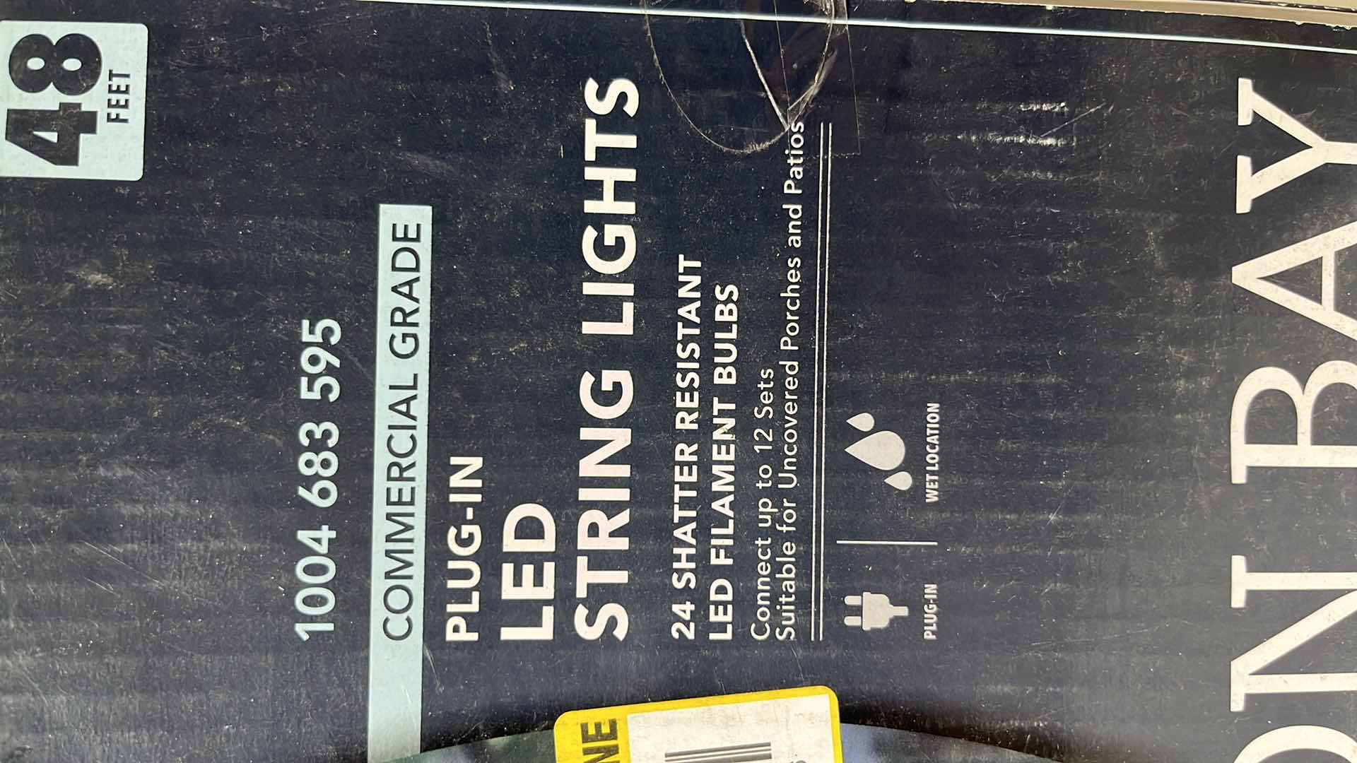 Photo 1 of HAMPTON BAY 48 FT COMMERCIAL GRADE LED PLUG-IN STRING LIGHTS, W 24 SHATTER RESISTANT FILAMENT BULBS (1004683595)