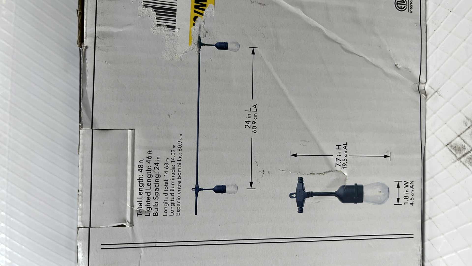 Photo 1 of HAMPTON BAY 48 FT COMMERCIAL GRADE LED PLUG-IN STRING LIGHTS, W 24 SHATTER RESISTANT FILAMENT BULBS (1004683595)