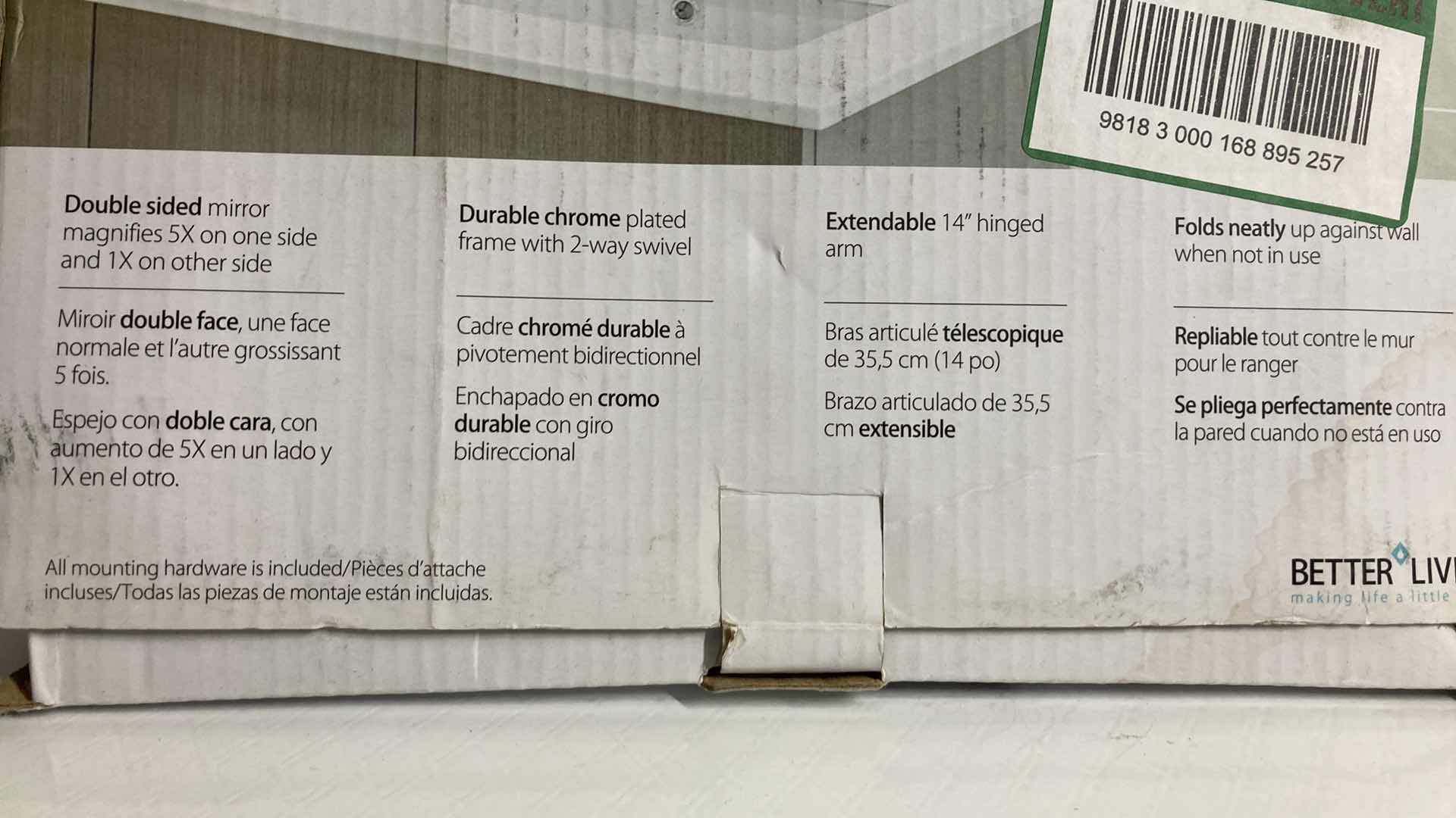 Photo 1 of NEW BETTER LIVING WALL MOUNT VANITY DOUBLE SIDED 8” MIRROR