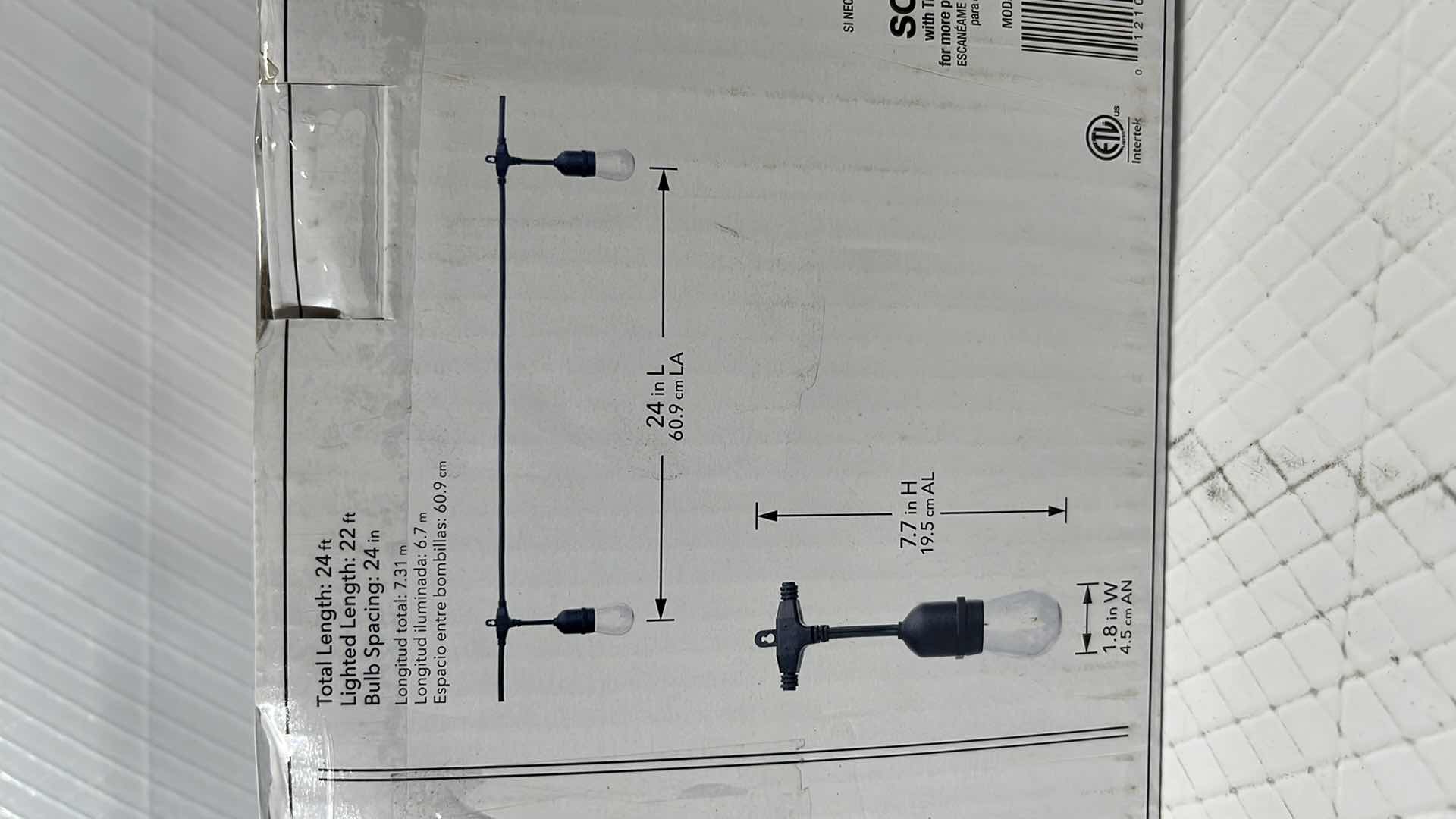Photo 1 of 2- HAMPTON BAY 24 FT COMMERCIAL GRADE LED PLUG-IN STRING LIGHTS W 12 SHATTER RESISTANT FILAMENT BULBS (1004683594)