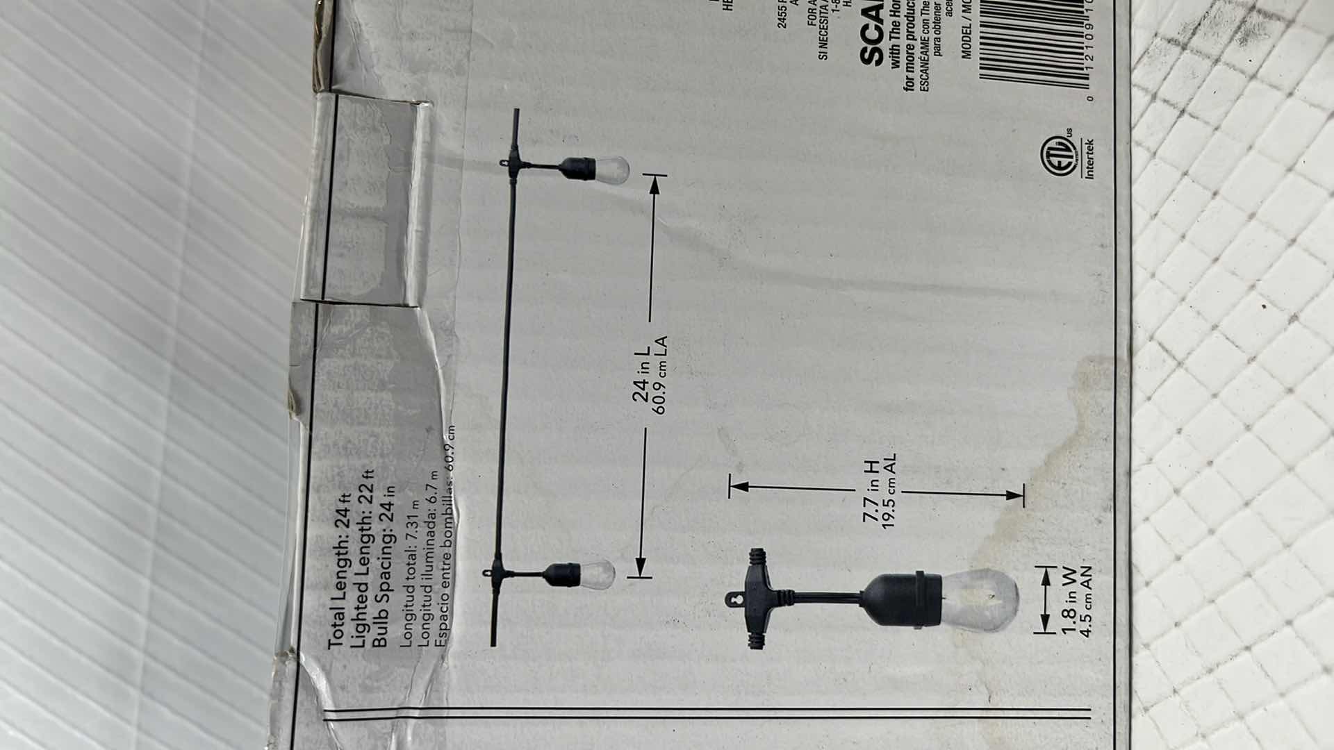 Photo 1 of 2- HAMPTON BAY 24 FT COMMERCIAL GRADE LED PLUG-IN STRING LIGHTS W 12 SHATTER RESISTANT FILAMENT BULBS (1004683594)