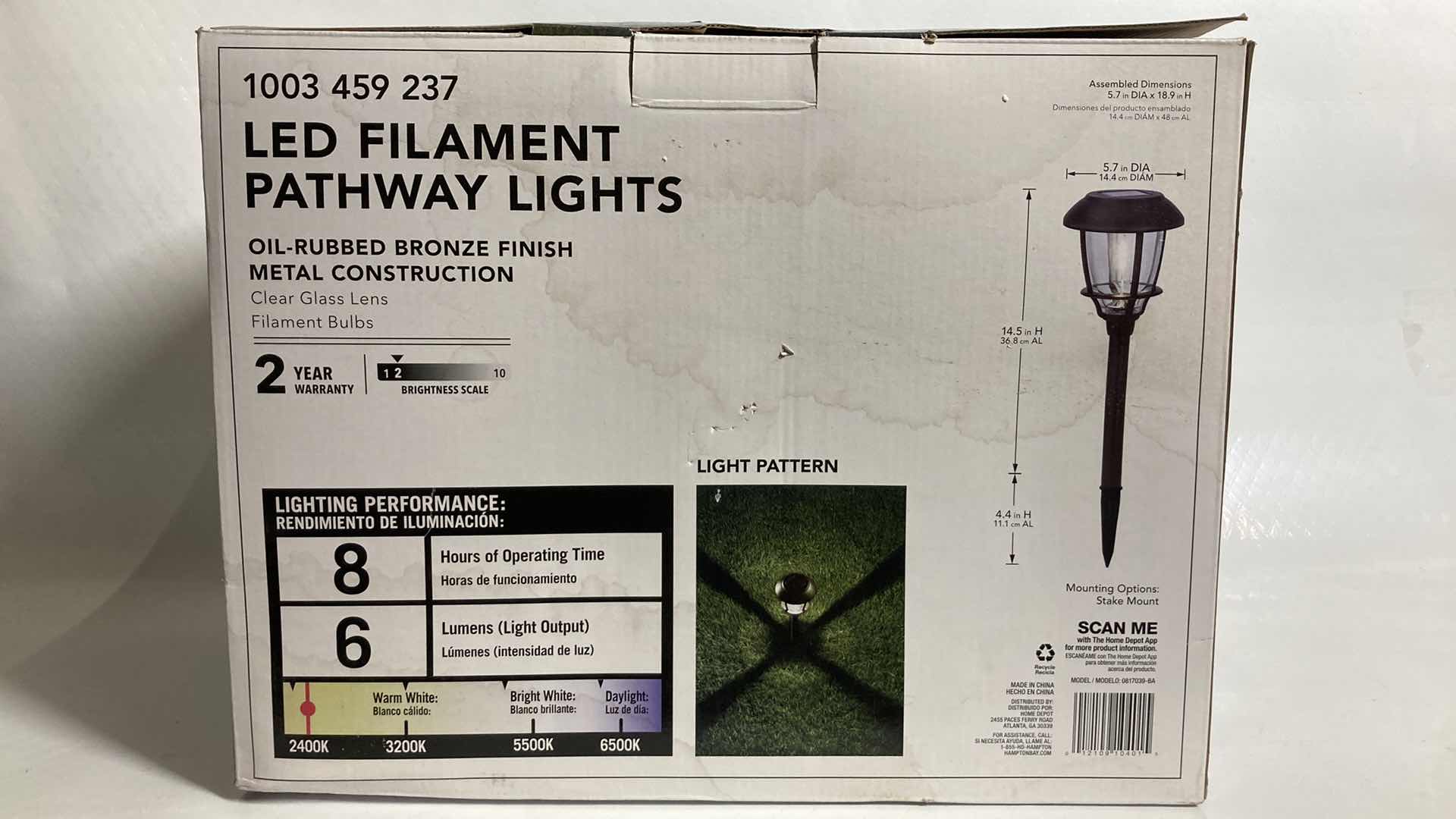 Photo 1 of NEW HAMPTON BAY LED FILAMENT PATHWAY LIGHTS 6PACK MODEL 1003459237