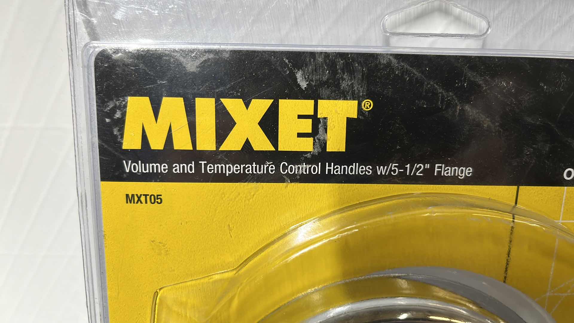 Photo 1 of 2- NEW BRASSCRAFT MIXET VOLUME/TEMPERATURE CONTROL HANDLES w 5.5” FLANGE, ALL PARTS INCLUDED, CLEAR (MXT05)