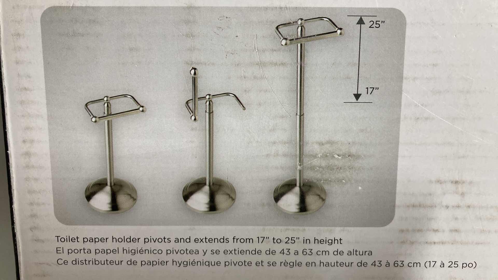 Photo 1 of NEW DELTA PIVOTING PEDESTAL BRUSHED NICKEL FINISH TOILET PAPER HOLDER H17”-25”