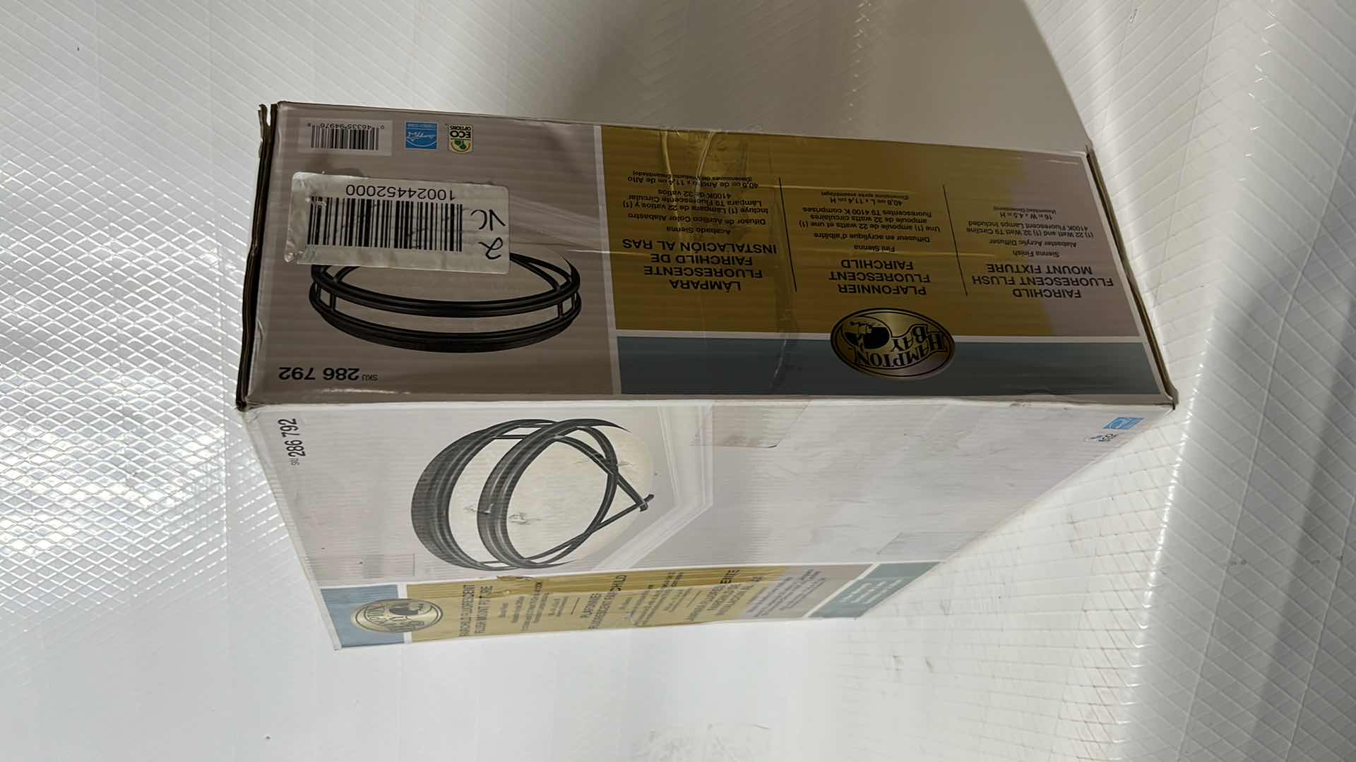 Photo 1 of NEW HAMPTON BAY FAIRCHILD FLUORESCENT FLUSH MOUNT FIXTURE, SIENNA FINISH 16” X 4.5”H (286 792)