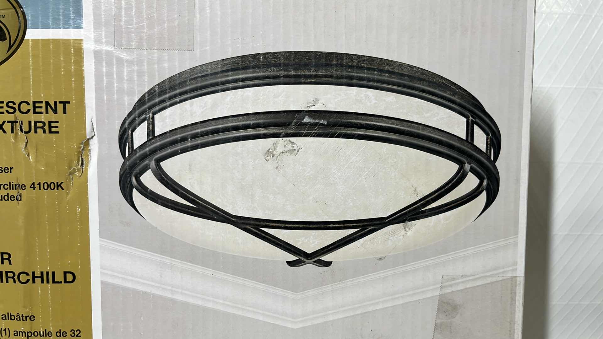 Photo 1 of NEW HAMPTON BAY FAIRCHILD FLUORESCENT FLUSH MOUNT FIXTURE, SIENNA FINISH 16” X 4.5”H (286 792)