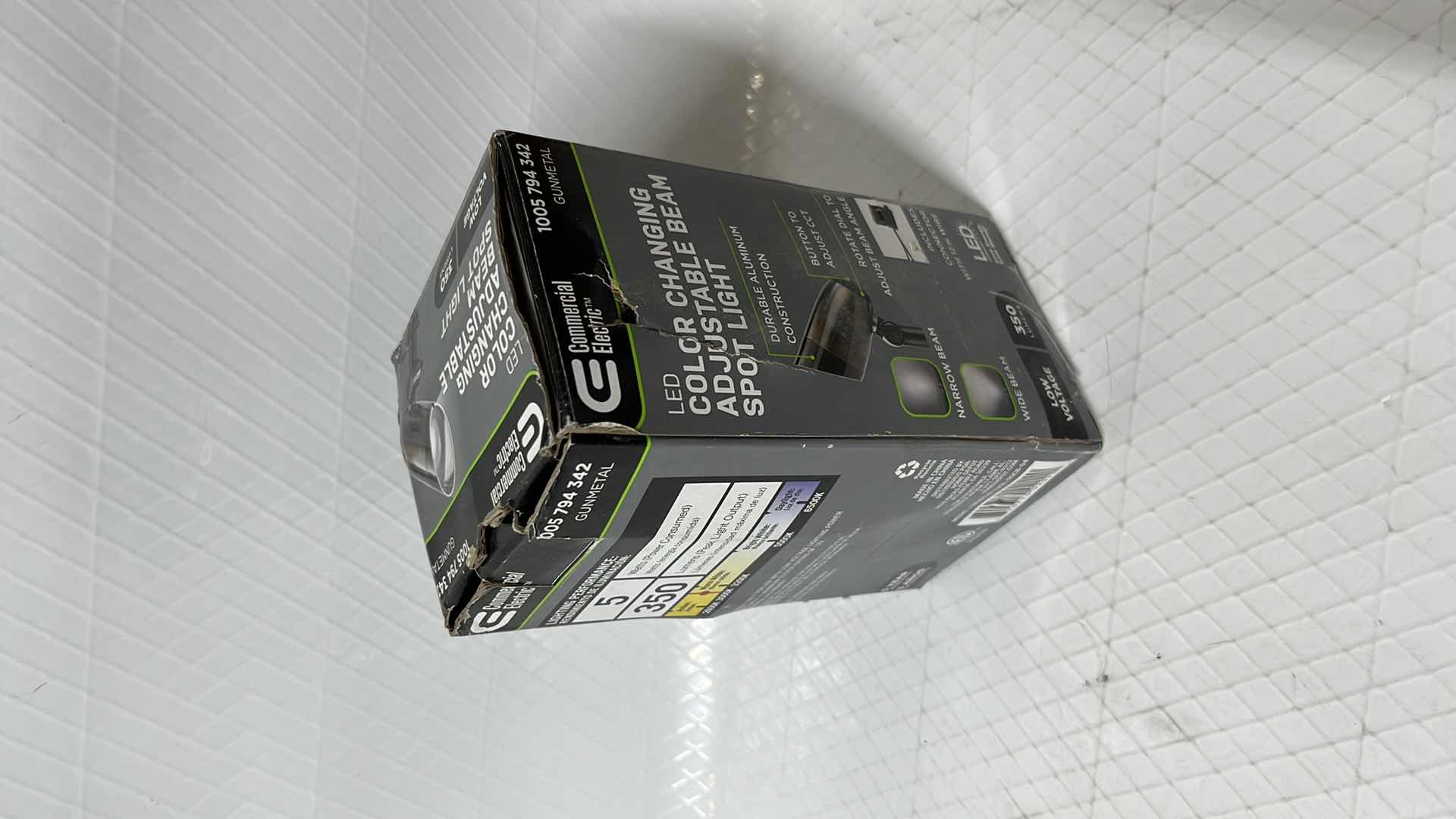 Photo 1 of NEW COMMERCIAL ELECTRIC LOW VOLTAGE LED COLOR CHANGING ADJUSTABLE BEAM SPOT LIGHT, 350 LUMENS, GUNMETAL BRASS (1005 794 342)