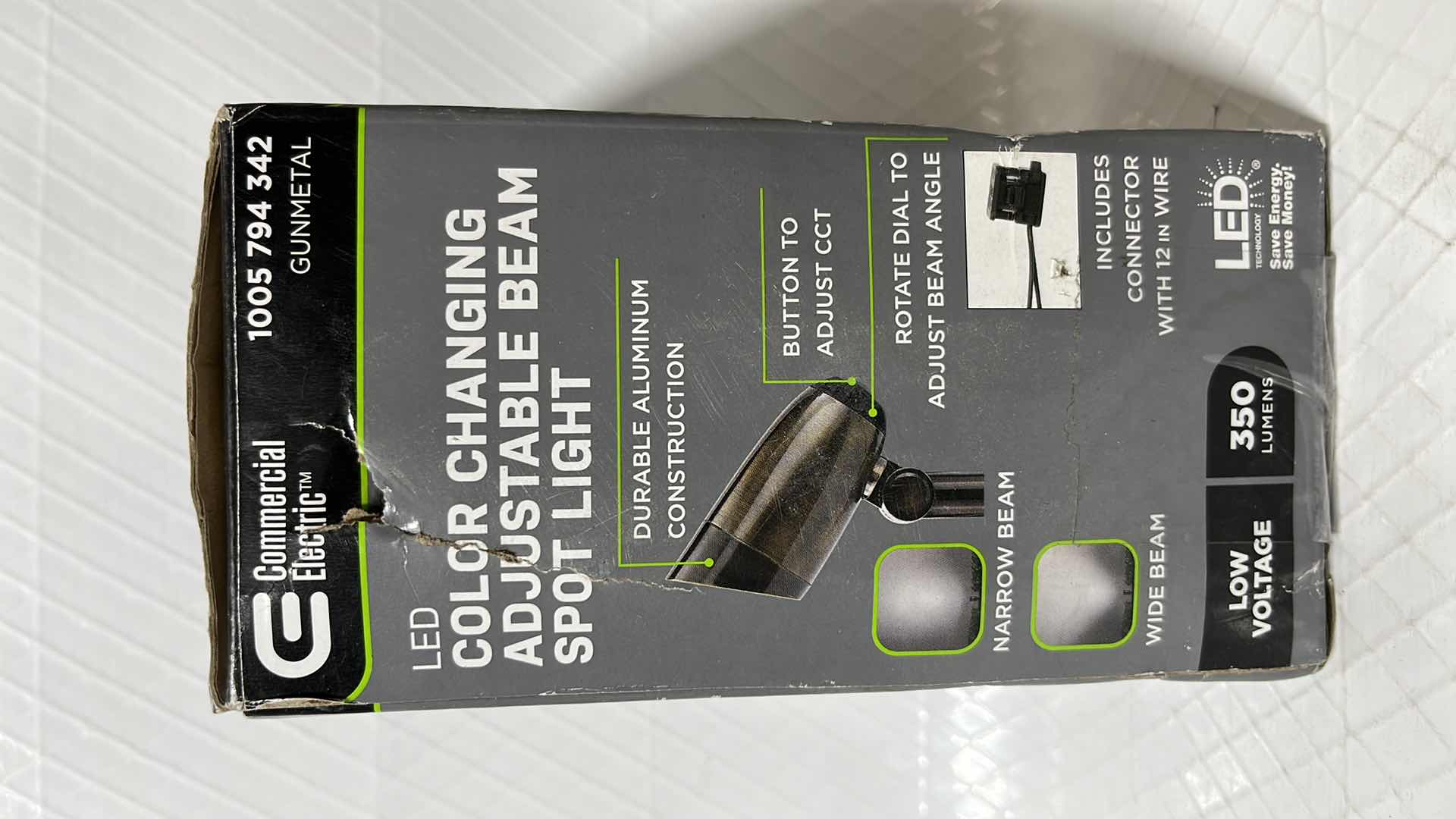 Photo 1 of NEW COMMERCIAL ELECTRIC LOW VOLTAGE LED COLOR CHANGING ADJUSTABLE BEAM SPOT LIGHT, 350 LUMENS, GUNMETAL BRASS (1005 794 342)