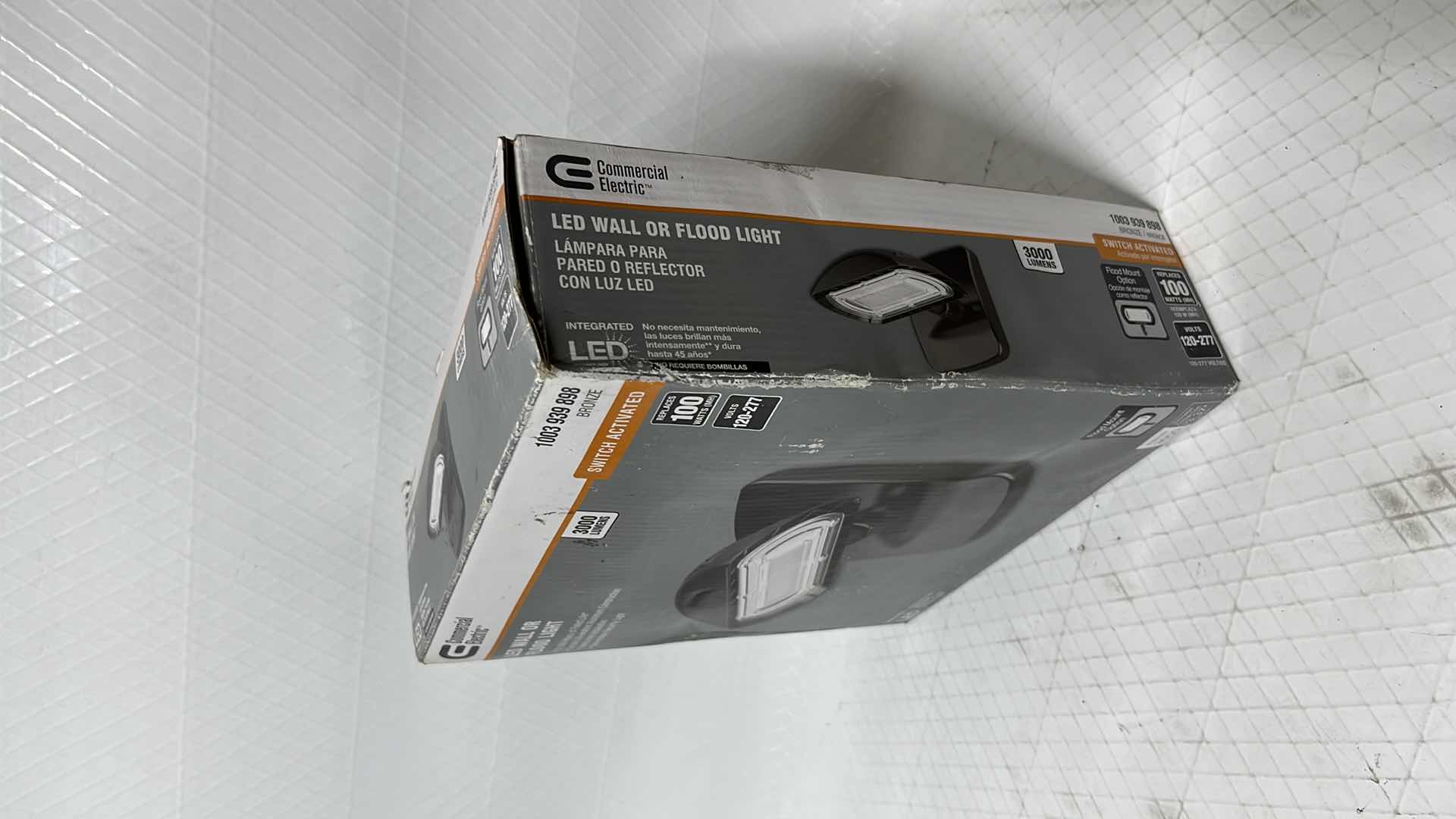 Photo 1 of NEW COMMERCIAL ELECTRIC LED WALL OR FLOOD LIGHT, SWITCH ACTIVATED, 3000 LUMENS, BRONZE FINISH (1003 939 898)