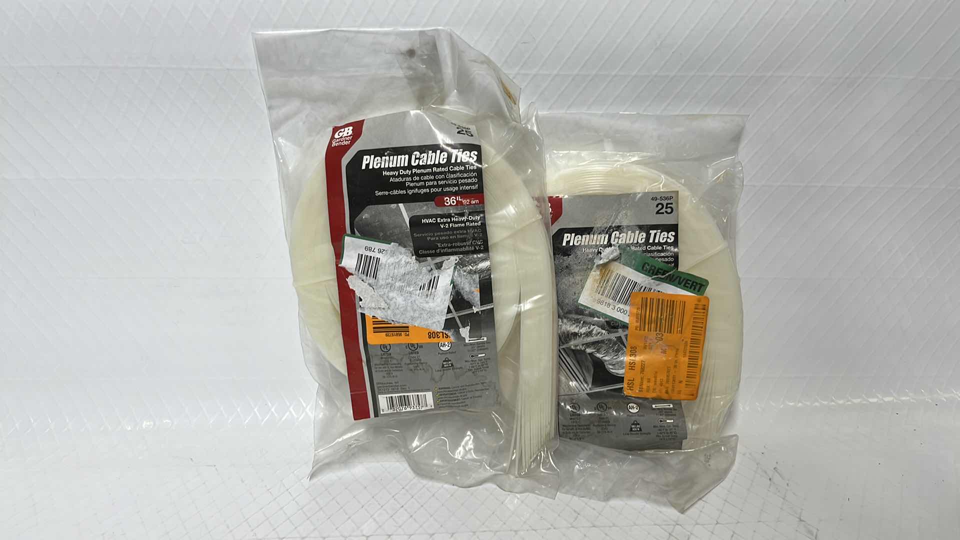View 1 of 2- GARDNER BENDER PLENUM CABLE TIES, HVAC EXTRA HEAVY-DUTY V-2 FLAME RATED 36”