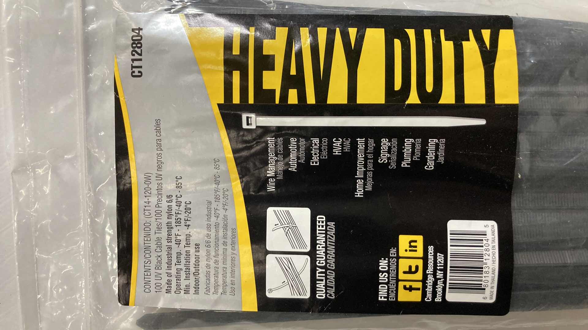Photo 1 of NEW CAMBRIDGE ZIPITS HEAVY DUTY 14” CABLE ZIP TIES 100PCS (2)