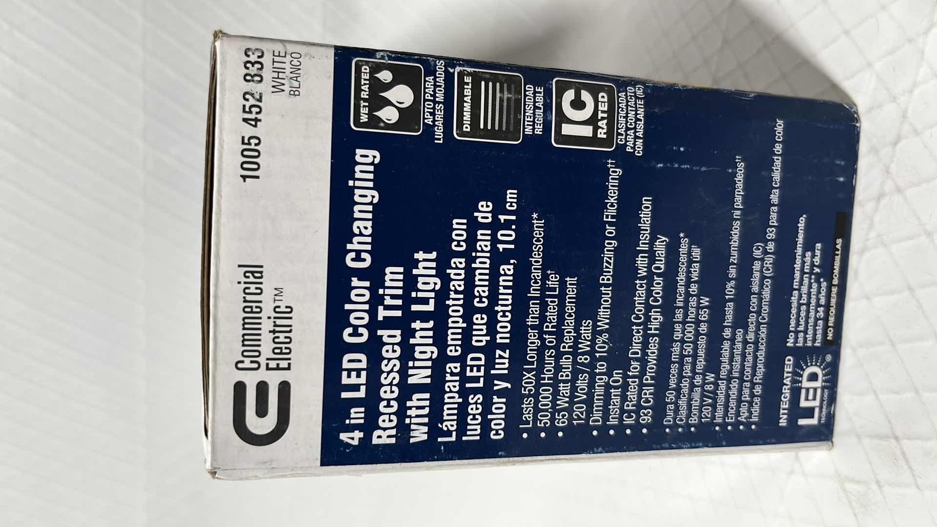 Photo 1 of 2- COMMERCIAL ELECTRIC 4” LED COLOR CHANGING RECESSED TRIM W NIGHT LIGHT, 665 LUMENS (1005 452 833)