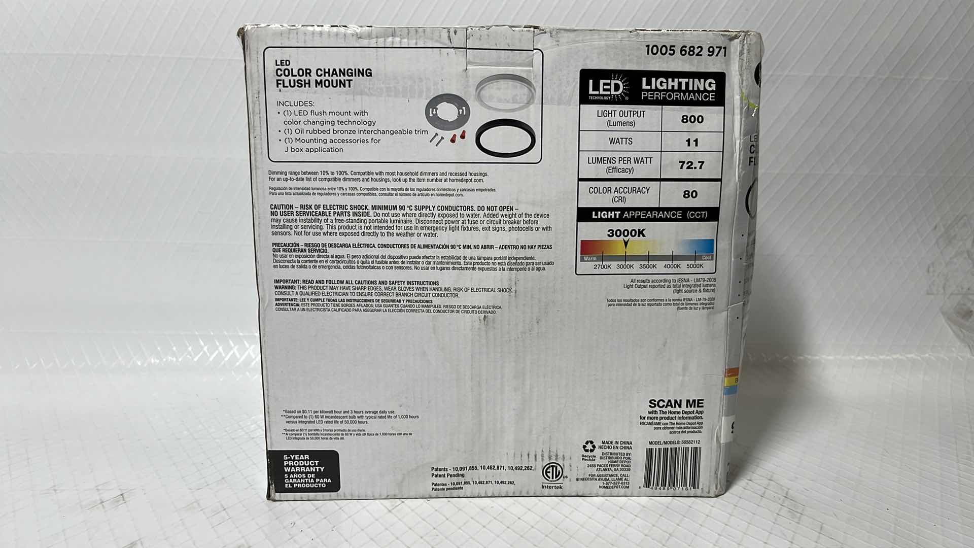 Photo 1 of COMMERCIAL ELECTRIC 9” LED COLOR CHANGING FLUSH MOUNT W INTERCHANGEABLE WHITE OR OIL RUBBED BRONZE TRIM (1005 682 971)