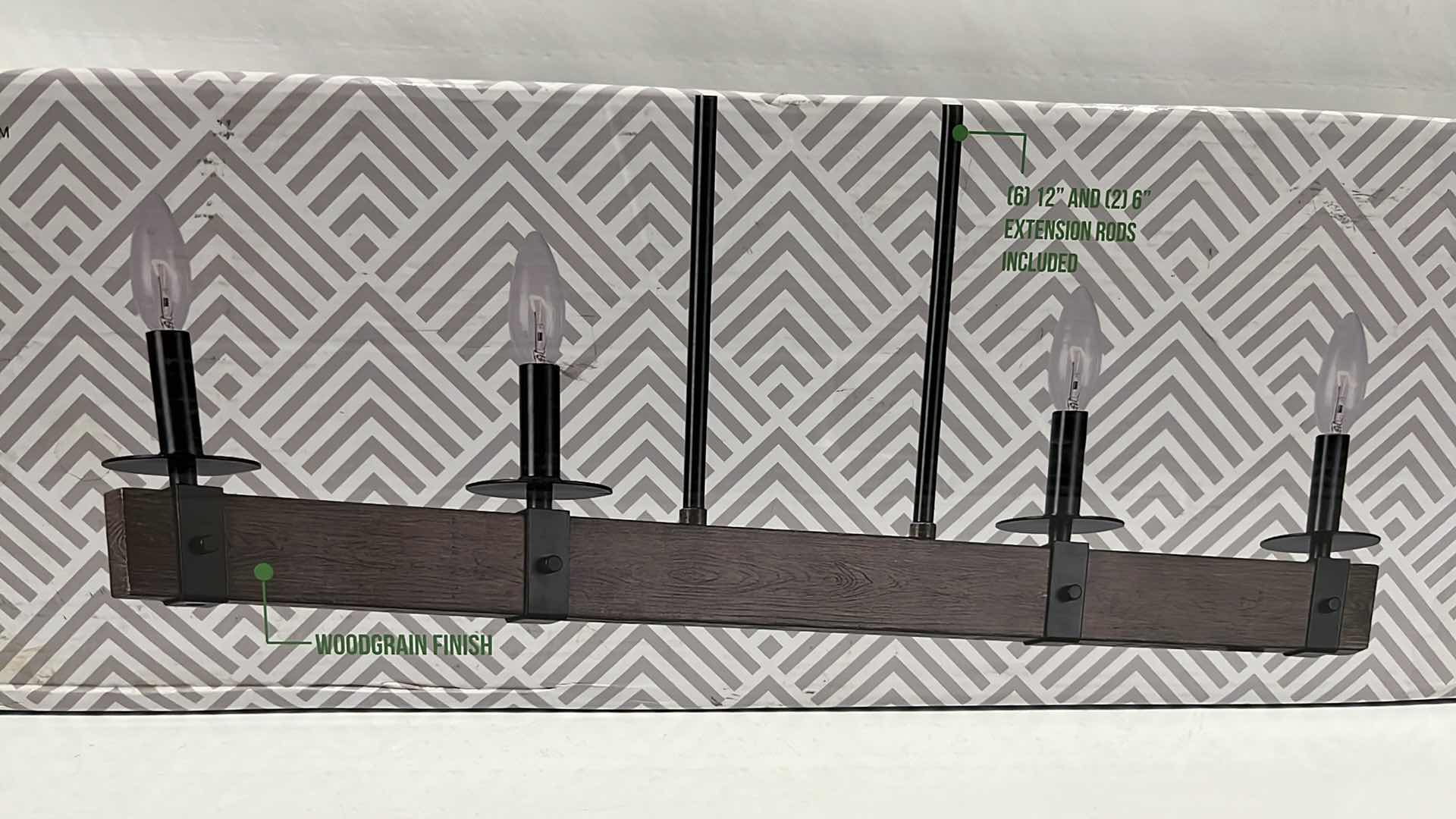 Photo 1 of NEW MANOR BROOK DISTINCTIVE LIGHTING BERENSON 4 LIGHT ISLAND, OIL RUBBED BRONZE W WOODGRAIN 32” X 5.38”H (#MB 00137)