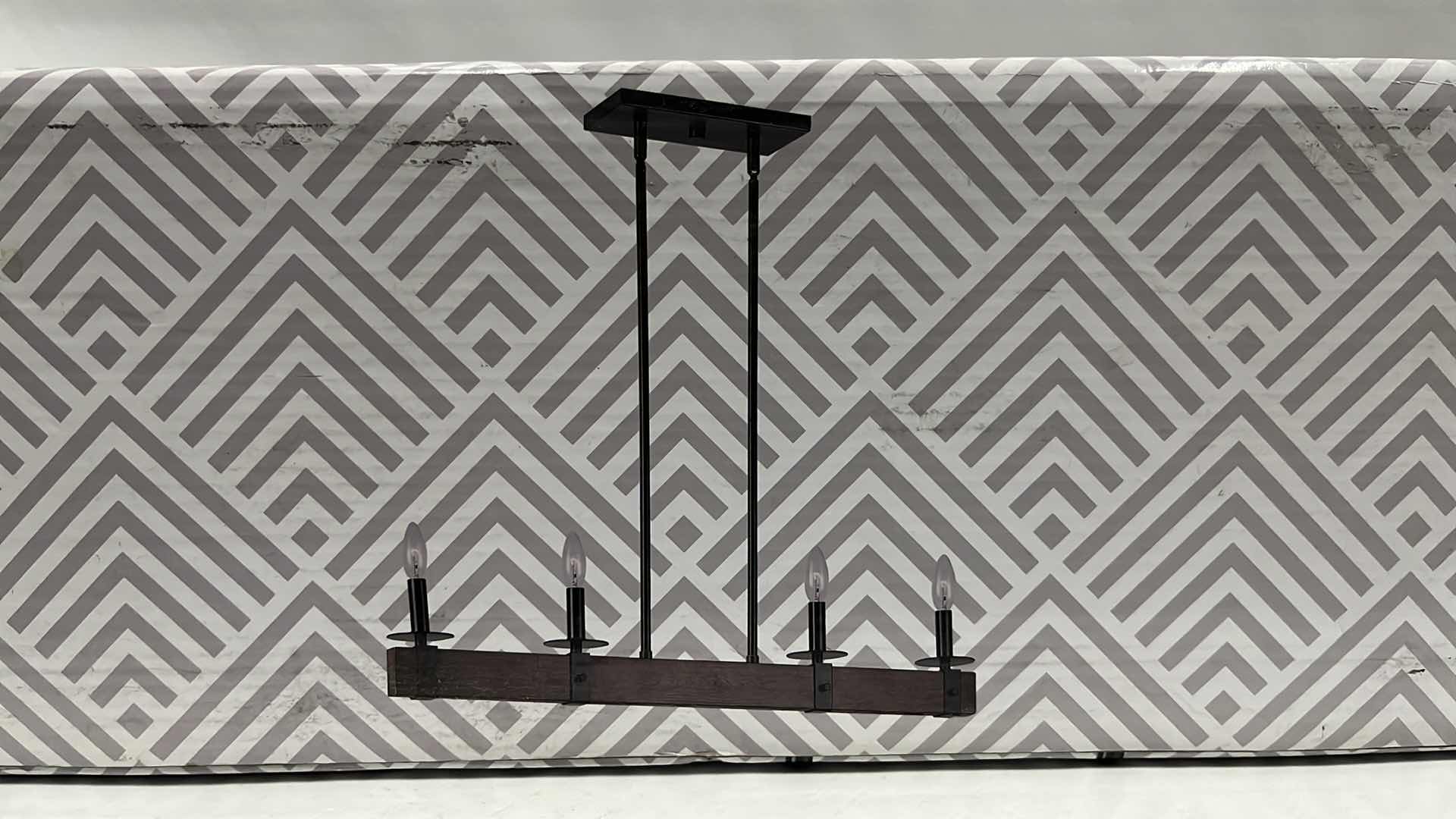 Photo 1 of NEW MANOR BROOK DISTINCTIVE LIGHTING BERENSON 4 LIGHT ISLAND, OIL RUBBED BRONZE W WOODGRAIN 32” X 5.38”H (#MB 00137)