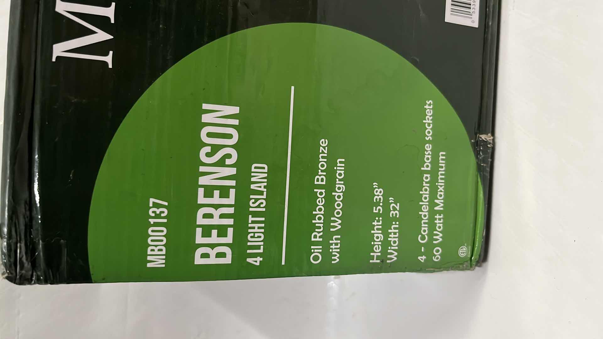 Photo 1 of NEW MANOR BROOK DISTINCTIVE LIGHTING BERENSON 4 LIGHT ISLAND, OIL RUBBED BRONZE W WOODGRAIN 32” X 5.38”H (#MB 00137)