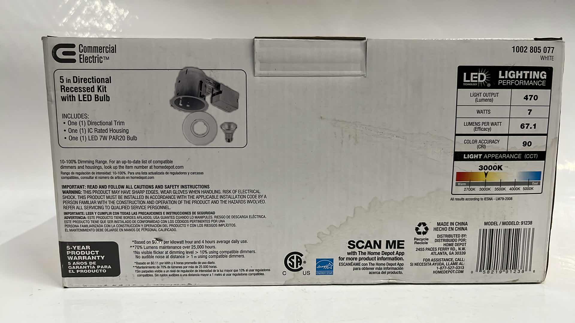 Photo 1 of NEW COMMERCIAL ELECTRIC 5” DIRECTIONAL KIT W LED BULB, SOFT WHITE (1002 805 077)