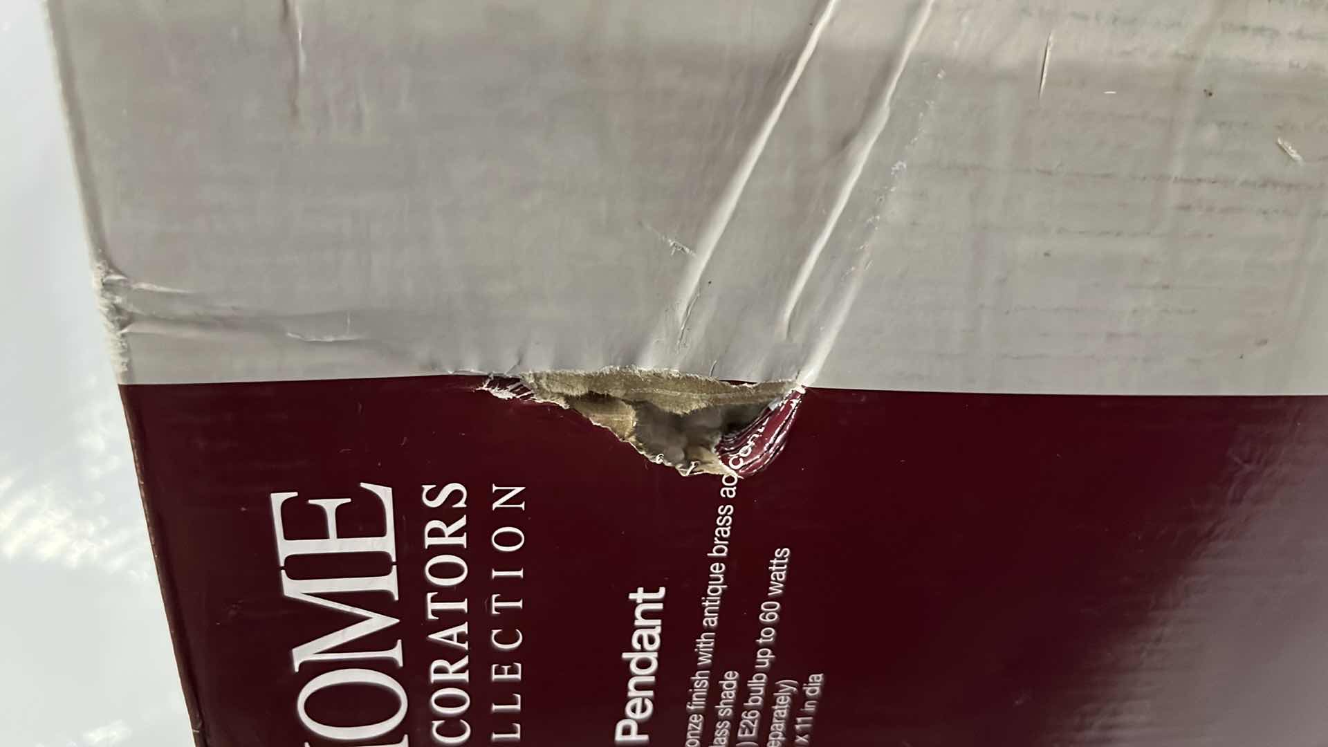 Photo 1 of HOME DECORATORS COLLECTION MINI PENDANT LIGHT FIXTURE, DARK BRONZE FINISH W ANTIQUE BRASS ACCENTS 11” X 9.4”H (#1003 569 397)