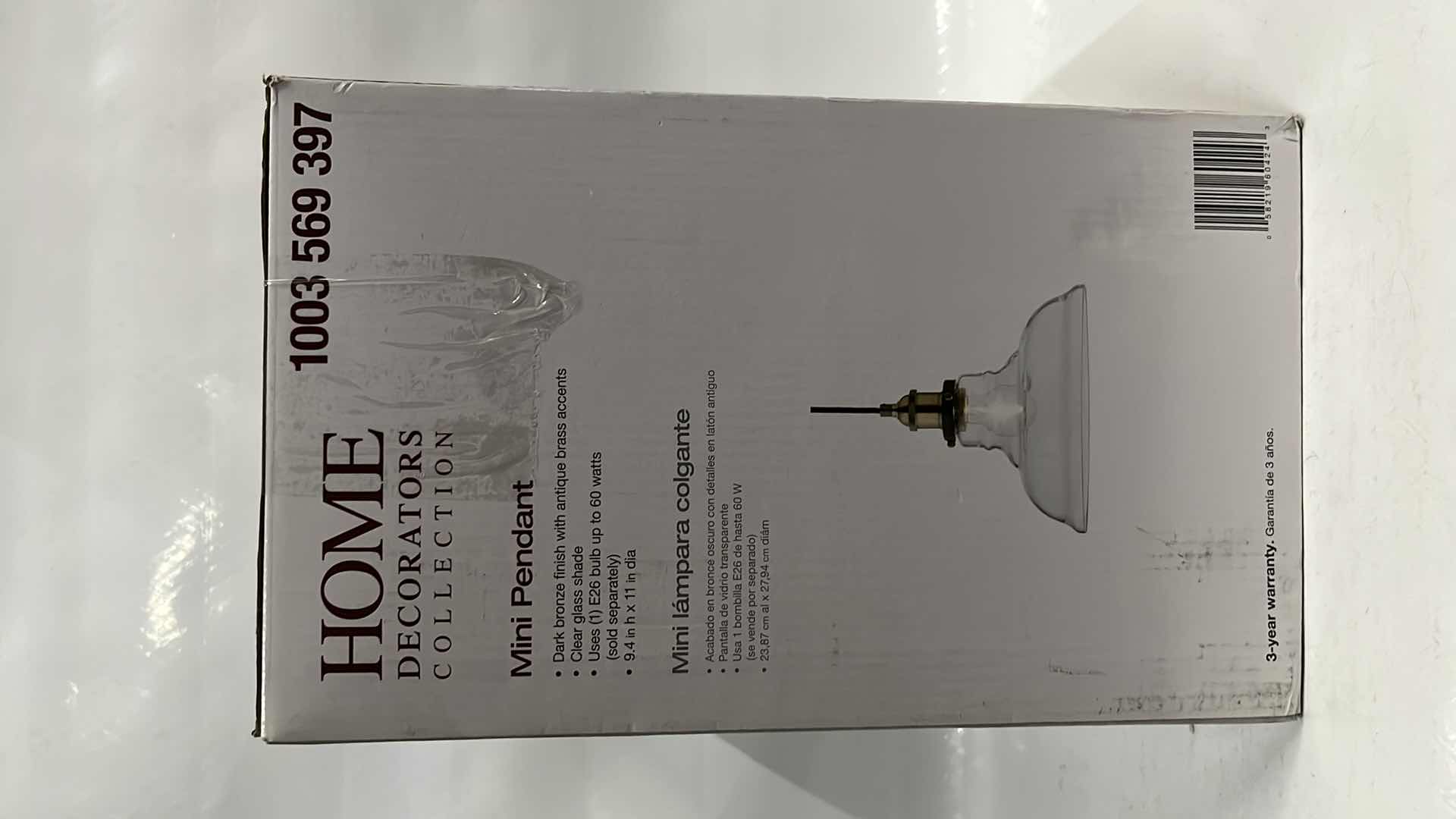 Photo 1 of HOME DECORATORS COLLECTION MINI PENDANT LIGHT FIXTURE, DARK BRONZE FINISH W ANTIQUE BRASS ACCENTS 11” X 9.4”H (#1003 569 397)