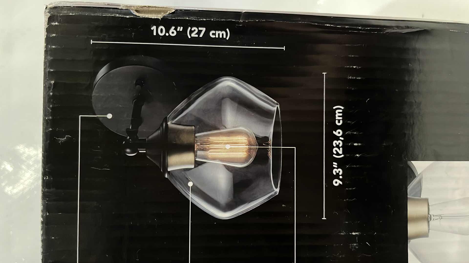 Photo 1 of NEW GLOBE ELECTRIC HARROW WALL SCONCE, MATTE BLACK W GOLD ACCENT, 9.3” X 10.6”H (#51367)