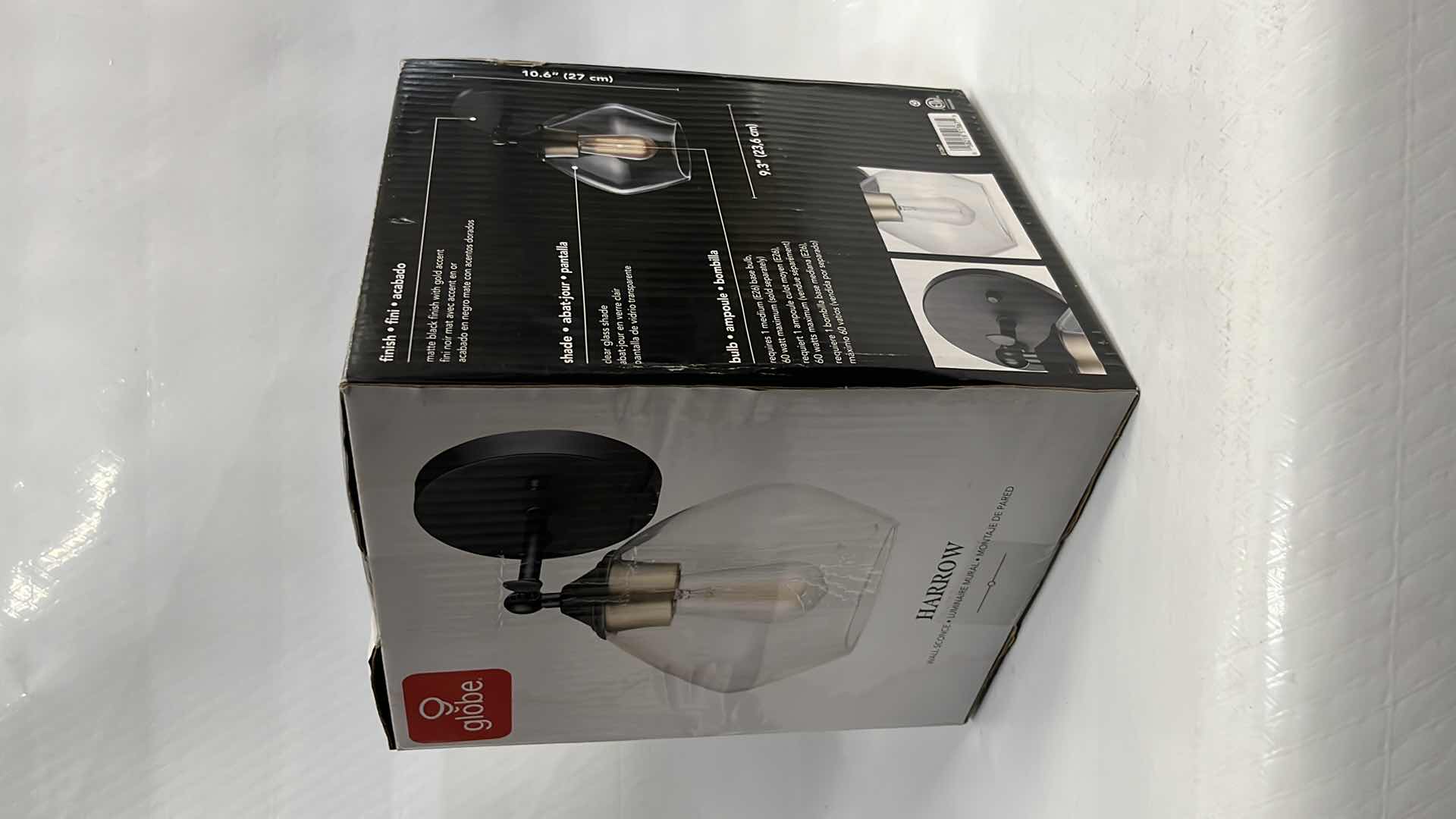 Photo 1 of NEW GLOBE ELECTRIC HARROW WALL SCONCE, MATTE BLACK W GOLD ACCENT, 9.3” X 10.6”H (#51367)