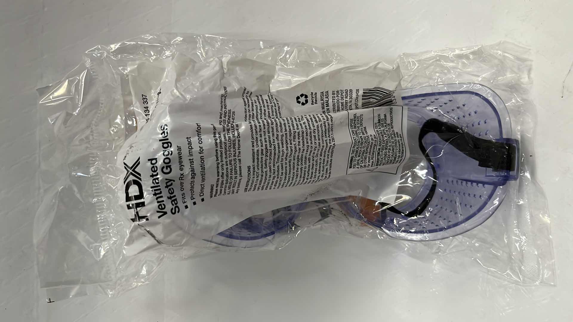 Photo 1 of 4- NEW HDX VENTILATED SAFETY GOGGLES FOR PAINTING/CONSTRUCTION(1005 134 337)