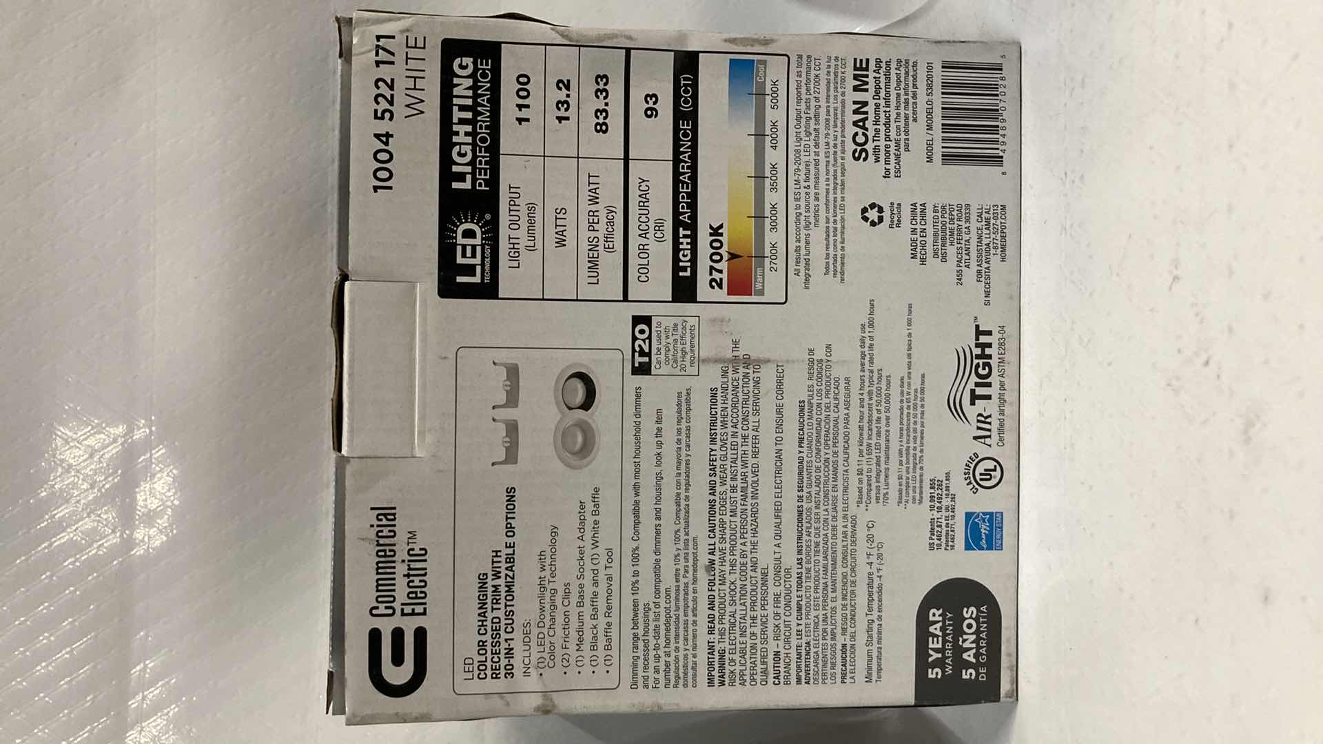 Photo 1 of NEW COMMERCIAL ELECTRIC LED FINISH CHANGING RECESSED WHITE 6” TRIM 30 IN 1 CUSTOMIZABLE OPTIONS MODEL 1004522171 (4)