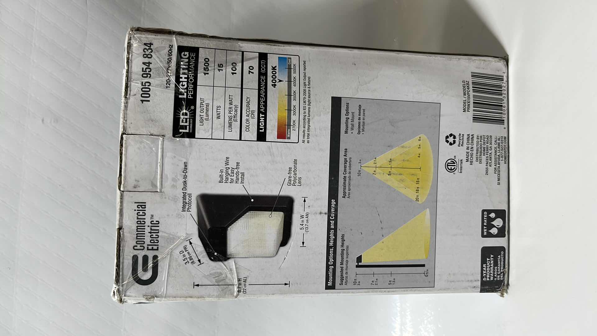 Photo 1 of NEW COMMERCIAL ELECTRIC LED WALL PACK, 1500 LUMENS BRIGHT WHITE LIGHT W DARK BRONZE FINISH (1005 954 834)