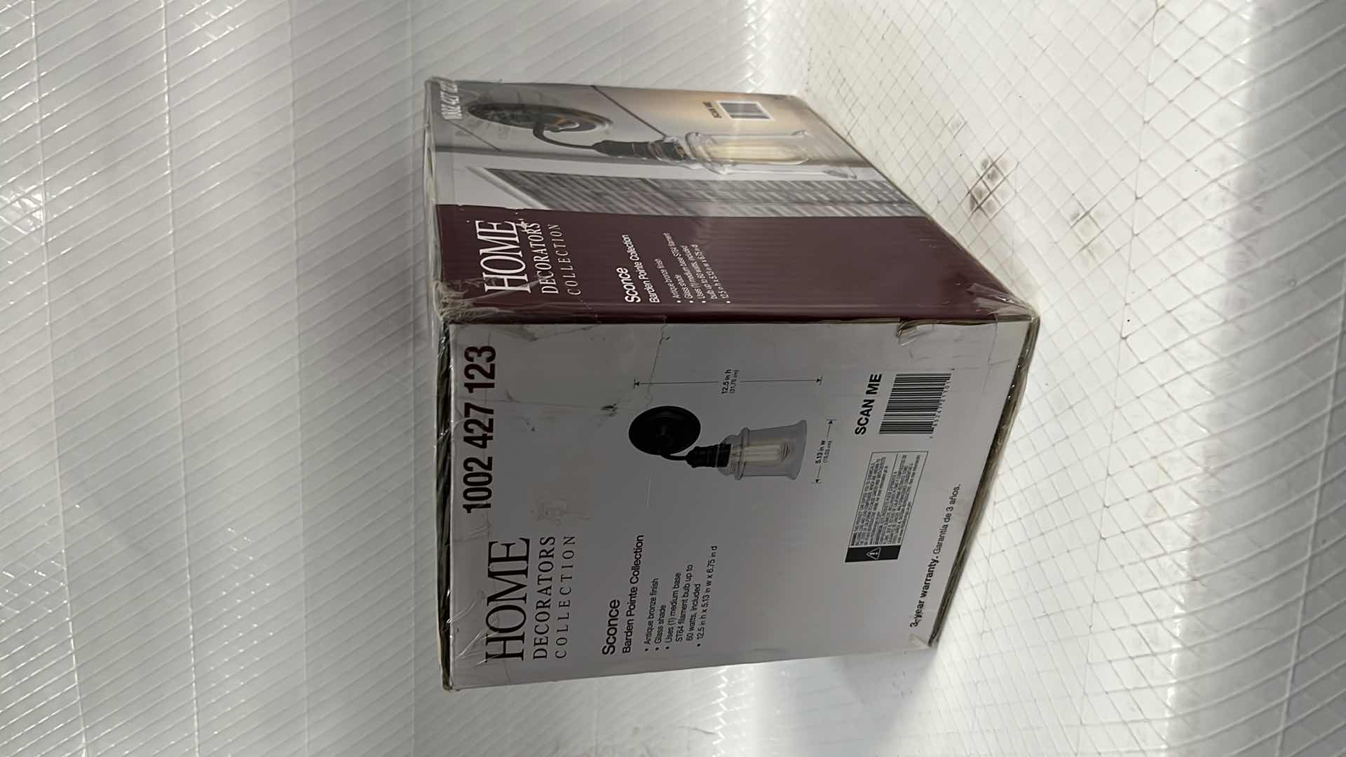 Photo 1 of NEW HOME DECORATORS COLLECTION BARDEN POINTE SCONCE LIGHT FIXTURE, ANTIQUE BRONZE FINISH W GLASS SHADE, 5.13” X 12.5”H (1002 427 123)