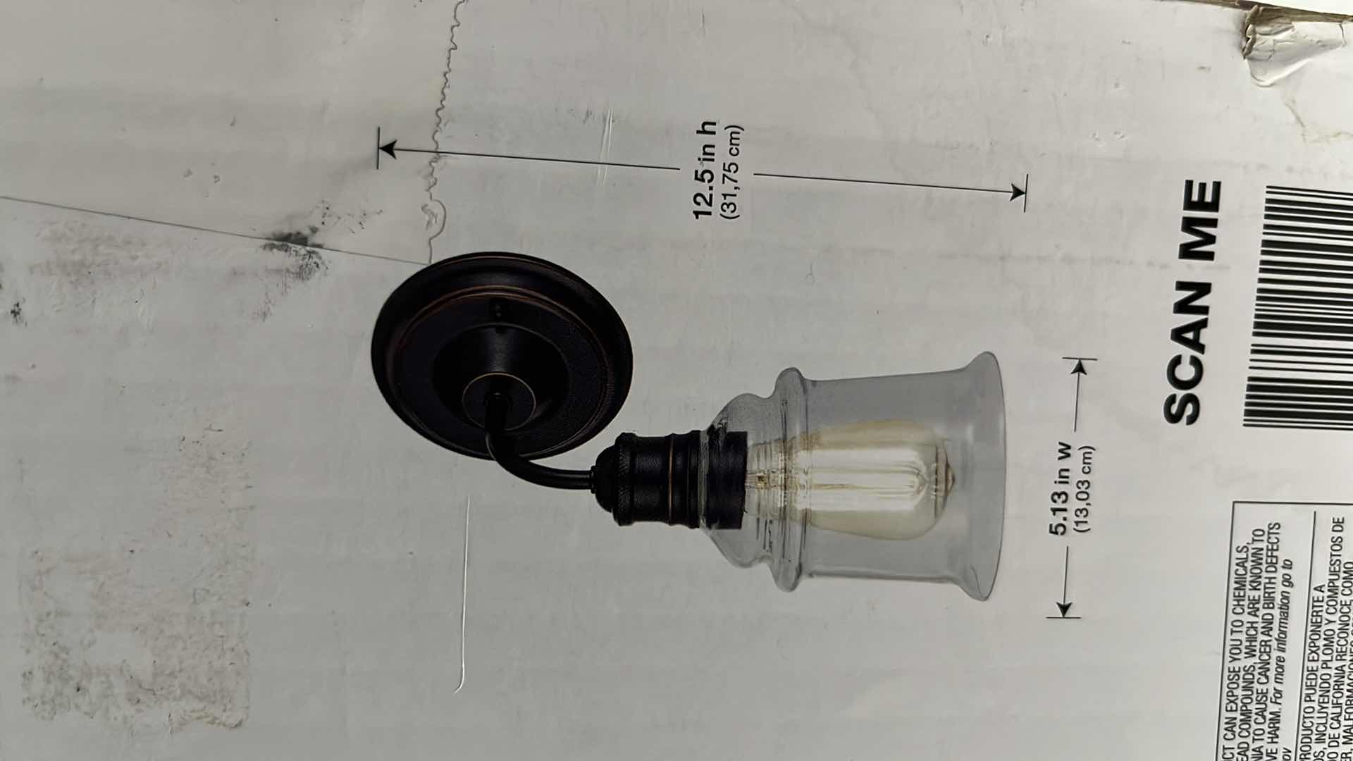 Photo 1 of NEW HOME DECORATORS COLLECTION BARDEN POINTE SCONCE LIGHT FIXTURE, ANTIQUE BRONZE FINISH W GLASS SHADE, 5.13” X 12.5”H (1002 427 123)