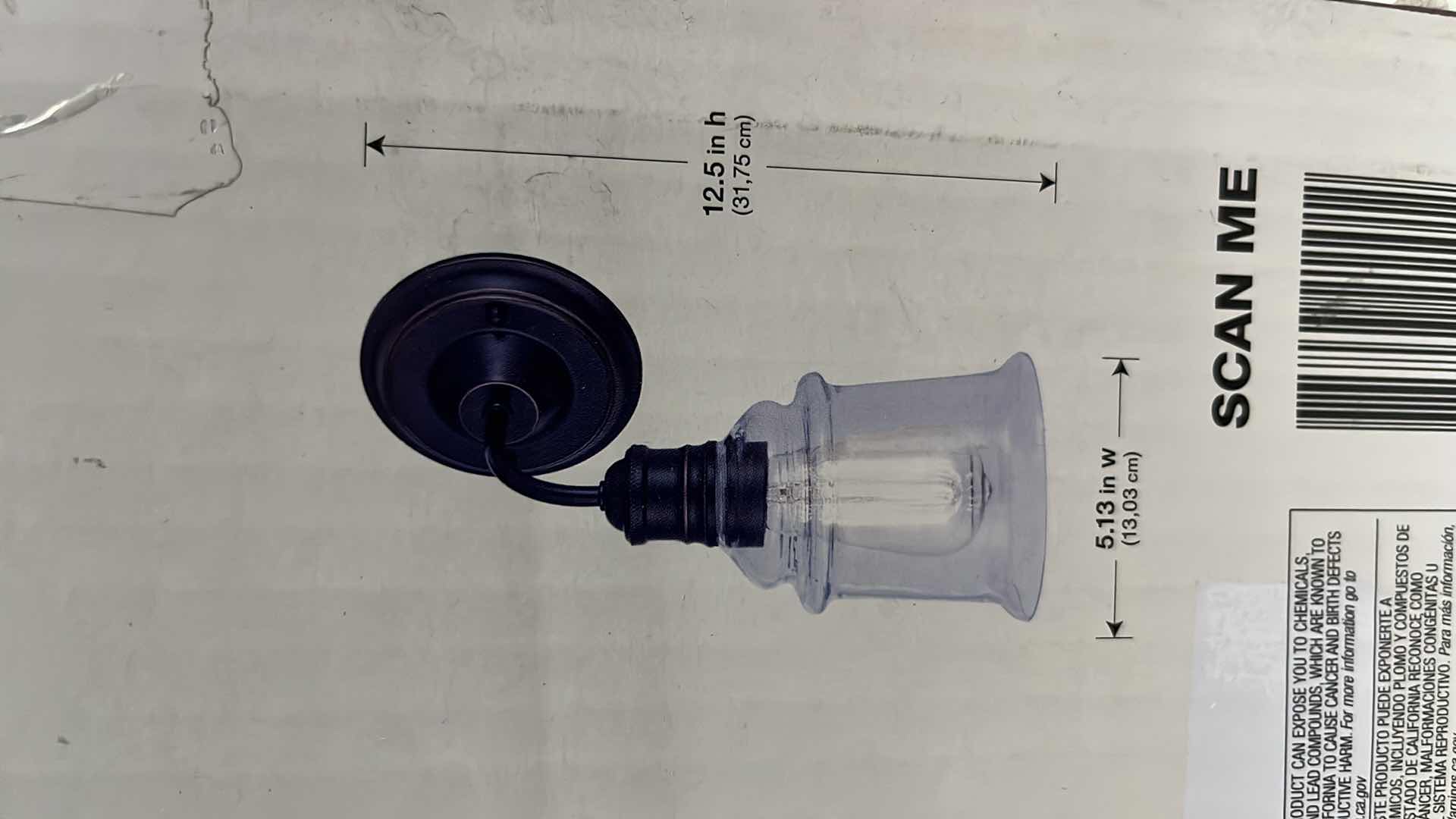 Photo 1 of NEW HOME DECORATORS COLLECTION BARDEN POINTE SCONCE LIGHT FIXTURE, ANTIQUE BRONZE FINISH W GLASS SHADE, 5.13” X 12.5”H (1002 427 123)