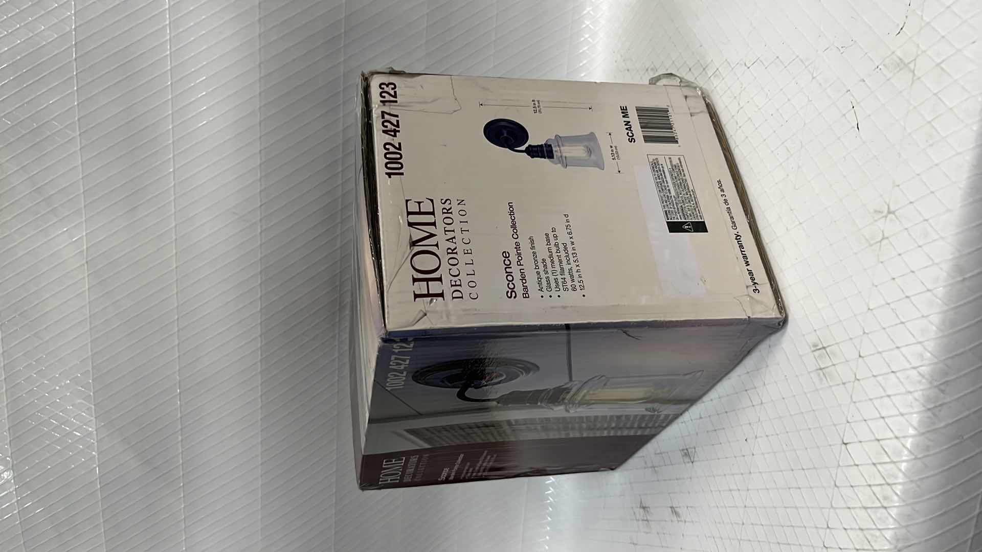 Photo 1 of NEW HOME DECORATORS COLLECTION BARDEN POINTE SCONCE LIGHT FIXTURE, ANTIQUE BRONZE FINISH W GLASS SHADE, 5.13” X 12.5”H (1002 427 123)