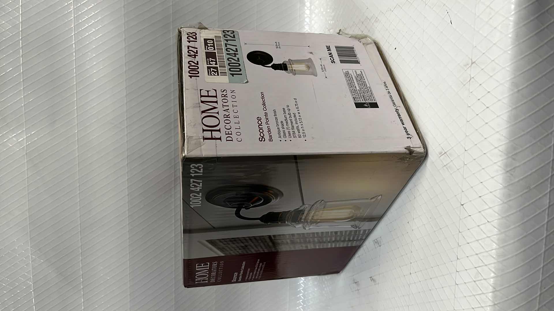 Photo 1 of NEW HOME DECORATORS COLLECTION BARDEN POINTE SCONCE LIGHT FIXTURE, ANTIQUE BRONZE FINISH W GLASS SHADE, 5.13” X 12.5”H (1002 427 123)