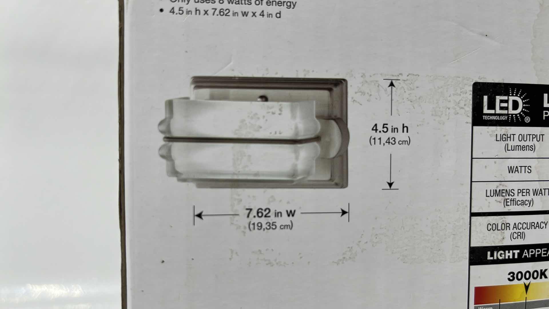 Photo 1 of NEW HOME DECORATORS COLLECTION LED VANITY SCONCE, SALTARELL COLLECTION, BRUSHED NICKEL FINISH W ETCHED GLASS SHADE (1001 844 663)