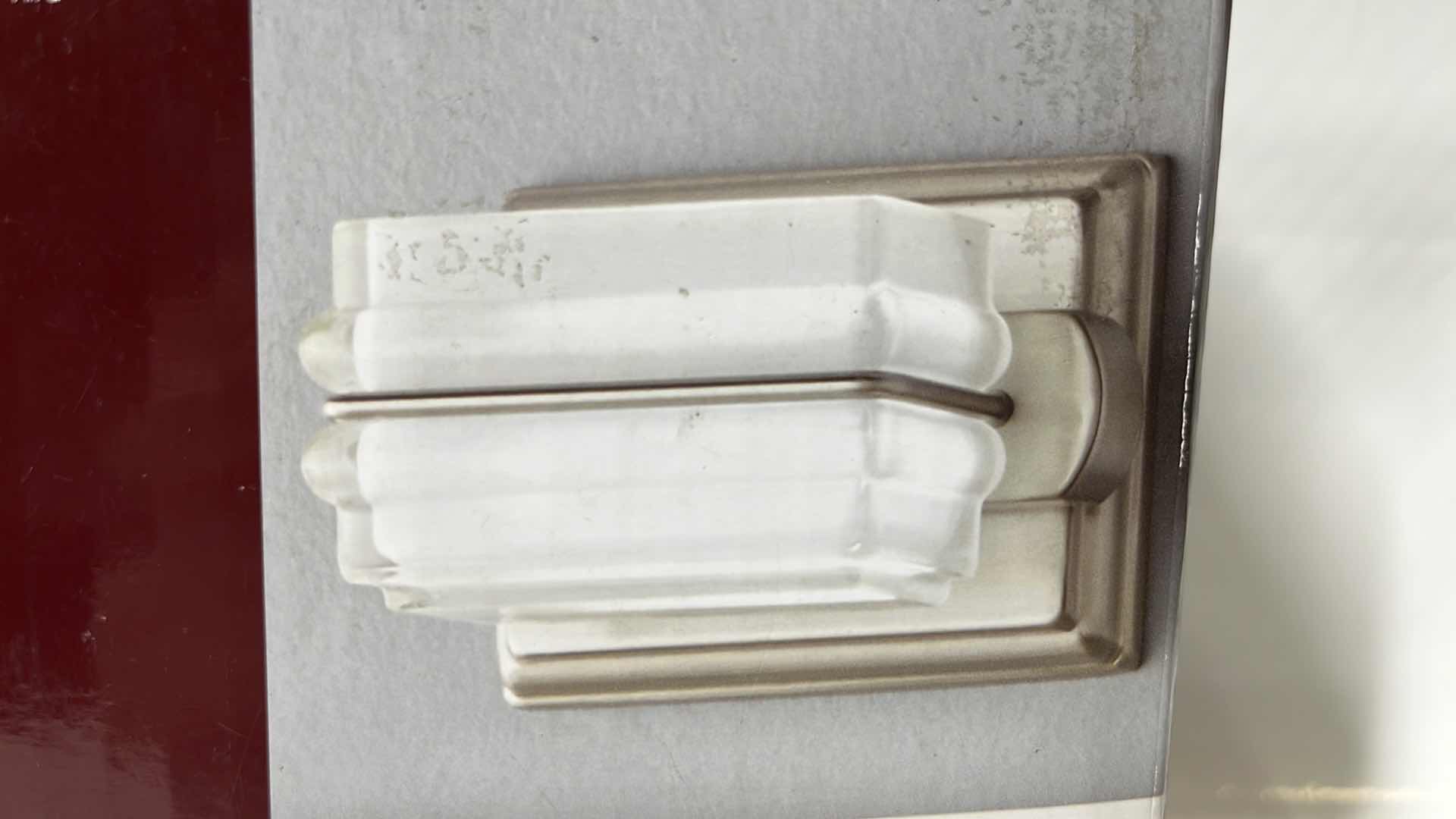 Photo 1 of NEW HOME DECORATORS COLLECTION LED VANITY SCONCE, SALTARELL COLLECTION, BRUSHED NICKEL FINISH W ETCHED GLASS SHADE (1001 844 663)