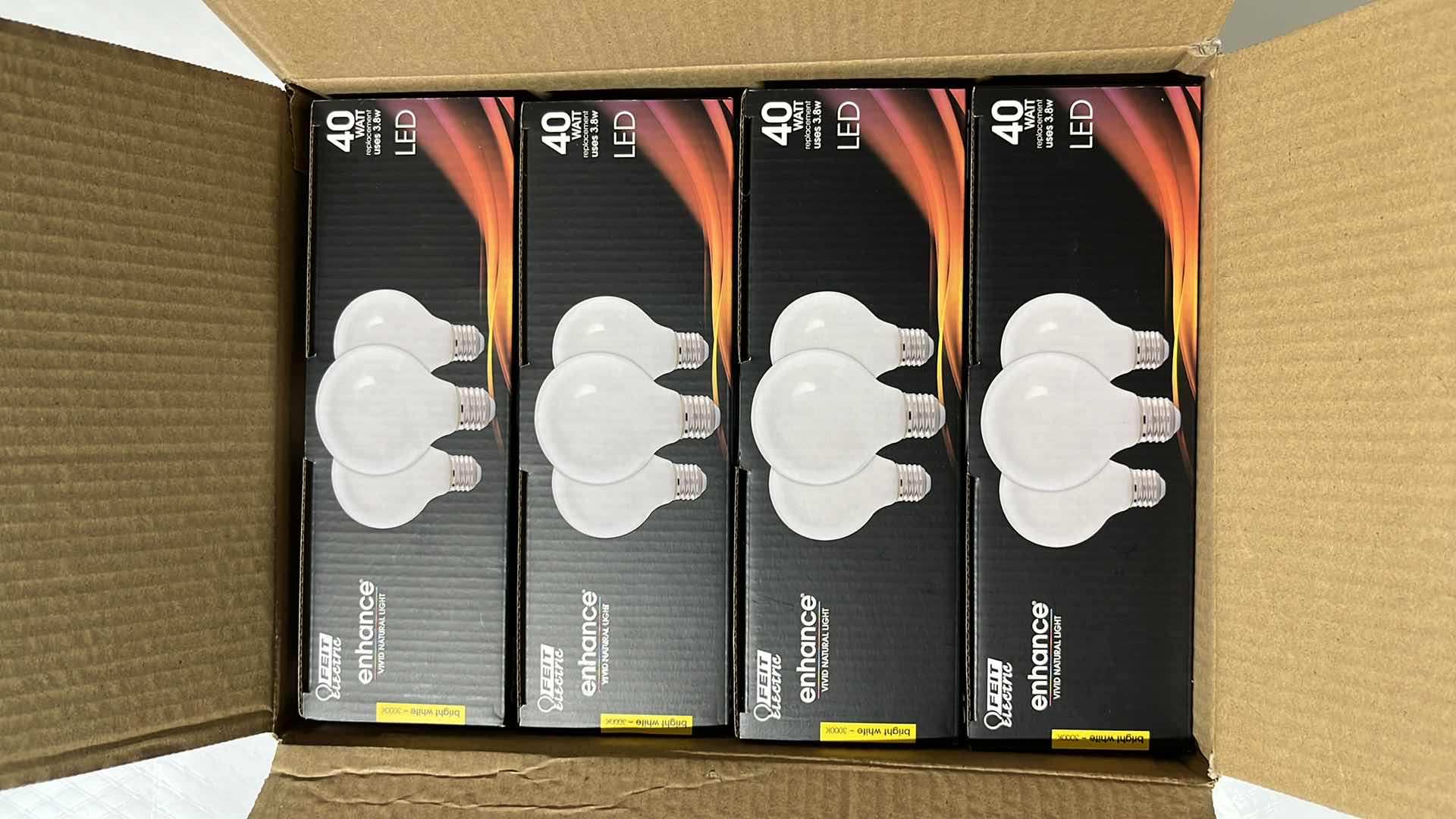 Photo 1 of 4- NEW FEIT ELECTRIC 40 WATT G25 LED DIMMABLE FILAMENT BULBS, BRIGHT WHITE 3000K, 3-PACK (G2540W930CA/FIL/3)