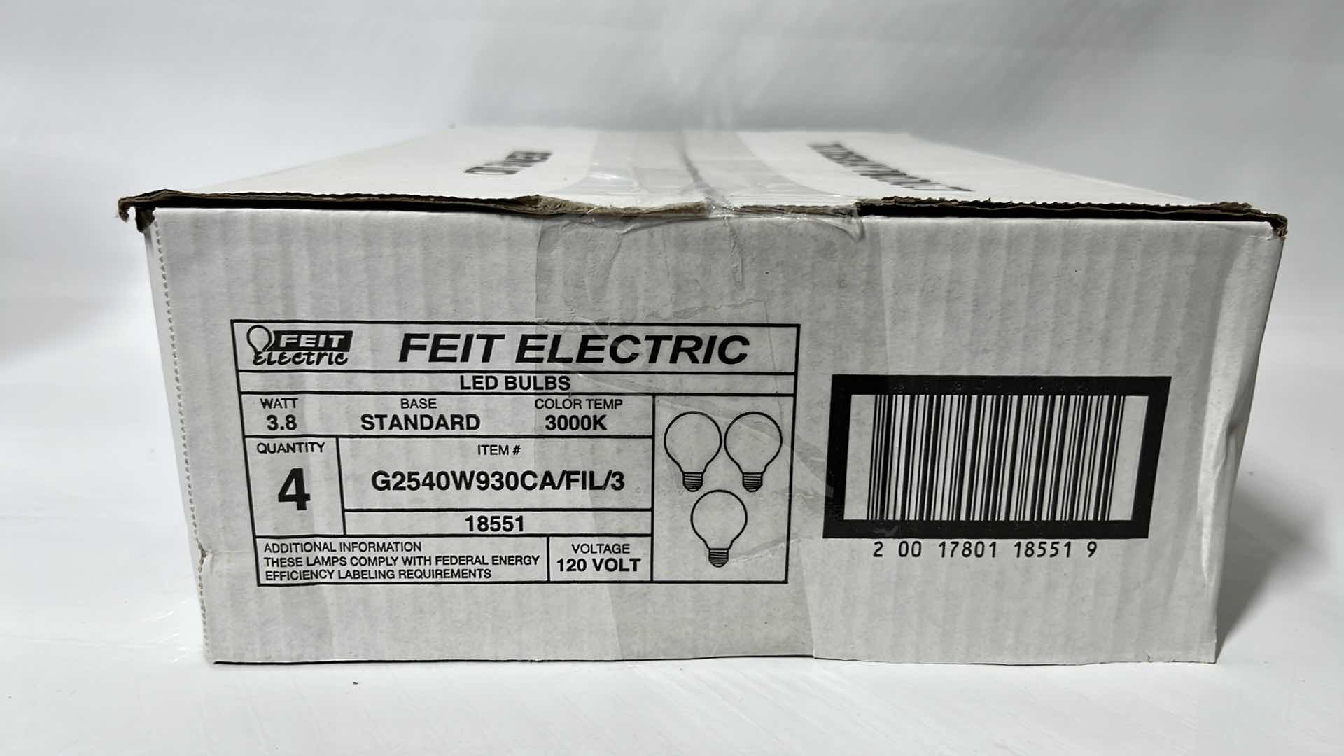 Photo 1 of 4- NEW FEIT ELECTRIC 40 WATT G25 LED DIMMABLE FILAMENT BULBS, BRIGHT WHITE 3000K, 3-PACK (G2540W930CA/FIL/3)