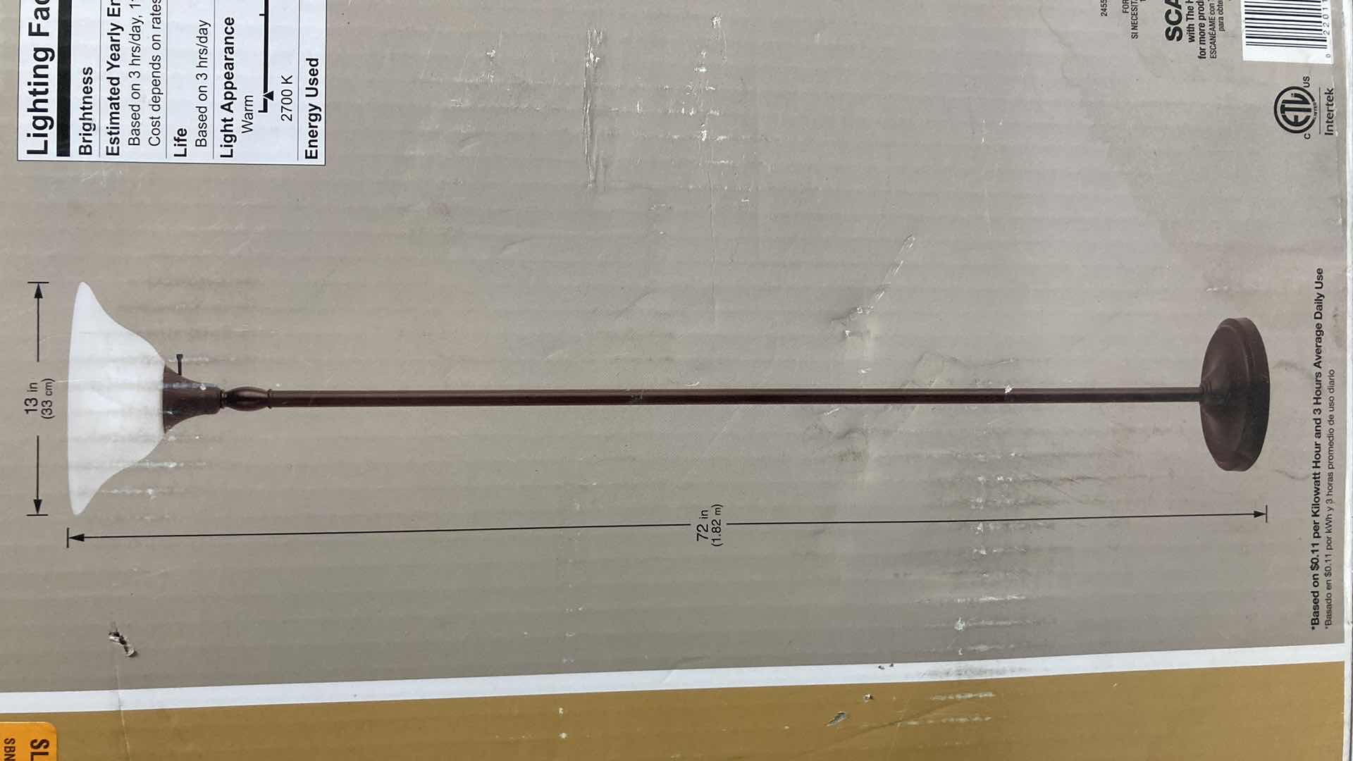 Photo 1 of NEW HAMPTON BAY BRONZE FINISH FLOOR LAMP W ALABASTER GLASS SHADE MODEL 592089 13” X 72”