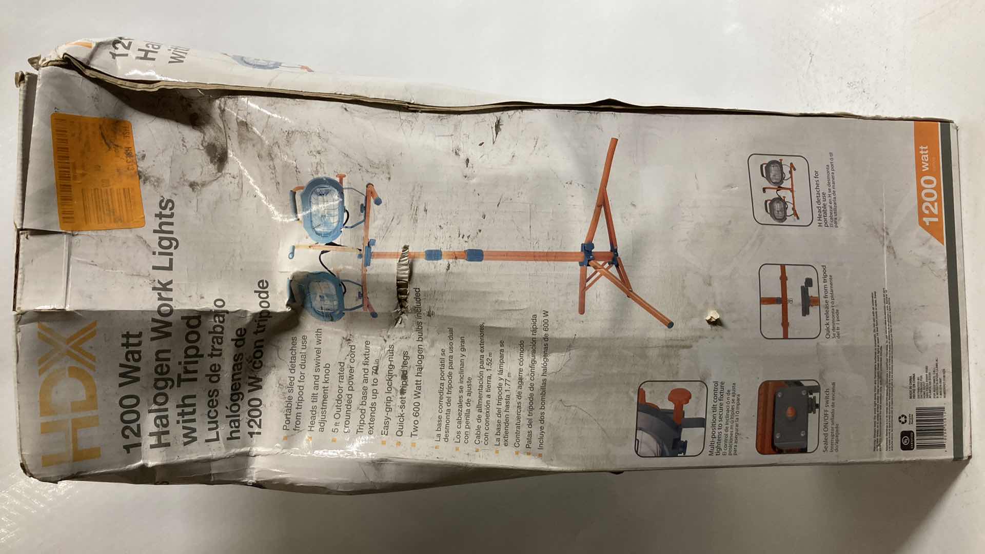 Photo 1 of NEW HDX HALOGEN 1200WATT WORK LIGHTS W TRIPOD MODEL 1004067217 H70”