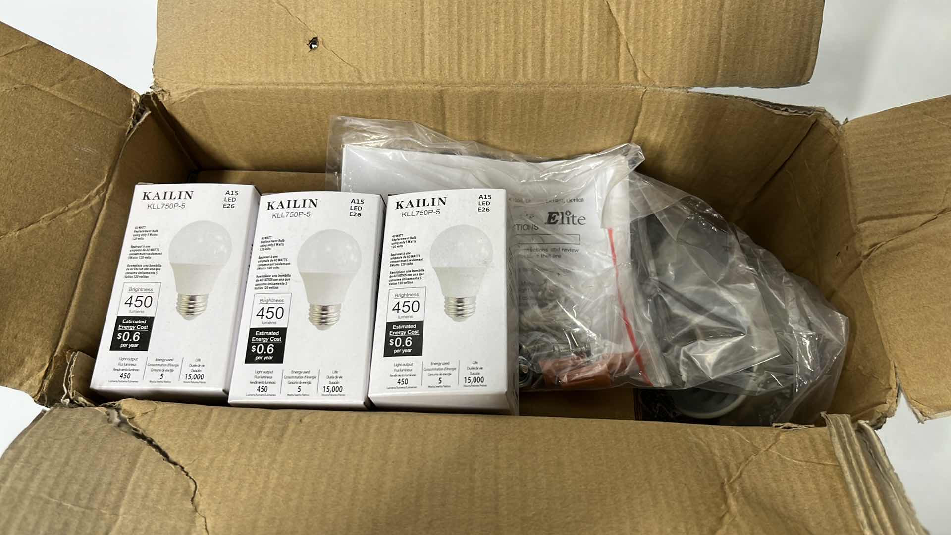 Photo 1 of ELITE CEILING FAN LED 3-LIGHT CLUSTER LIGHT KIT, WHITE FINISH W FROSTED GLASS (LK1906)