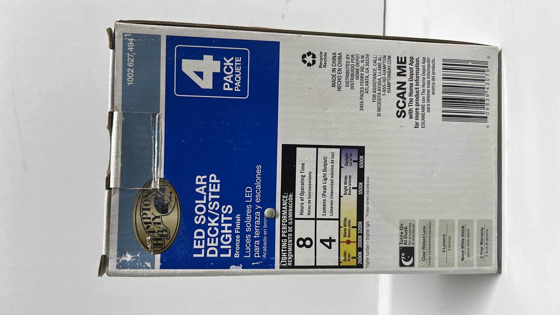 Photo 1 of NEW HAMPTON BAY LED SOLAR DECK/STEP LIGHTS SET (4) BRONZE FINISH 1002 627 494