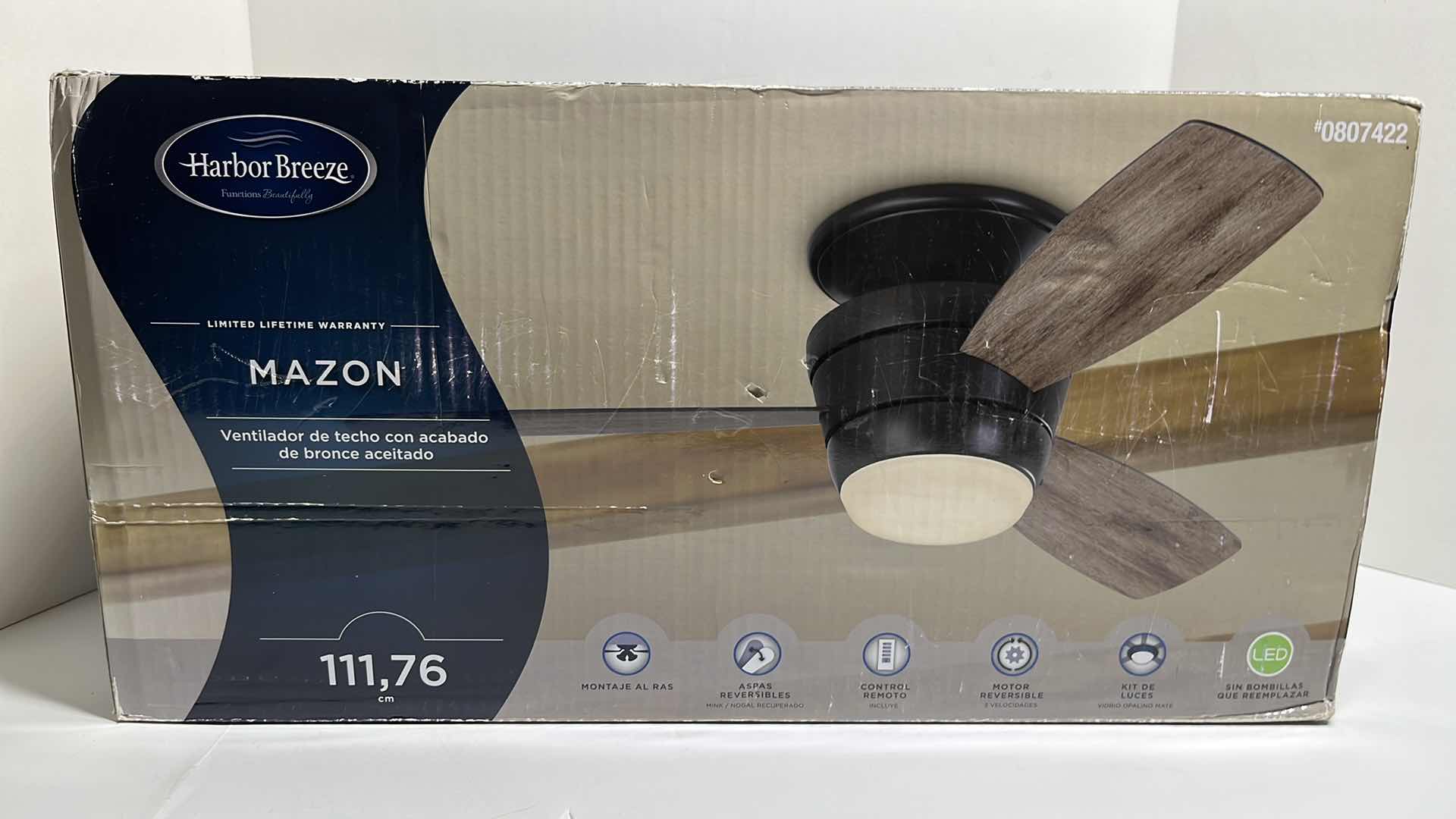 Photo 1 of NEW HARBOR BREEZE MAZON OIL-RUBBED BRONZE FINISH CEILING FAN 0807422