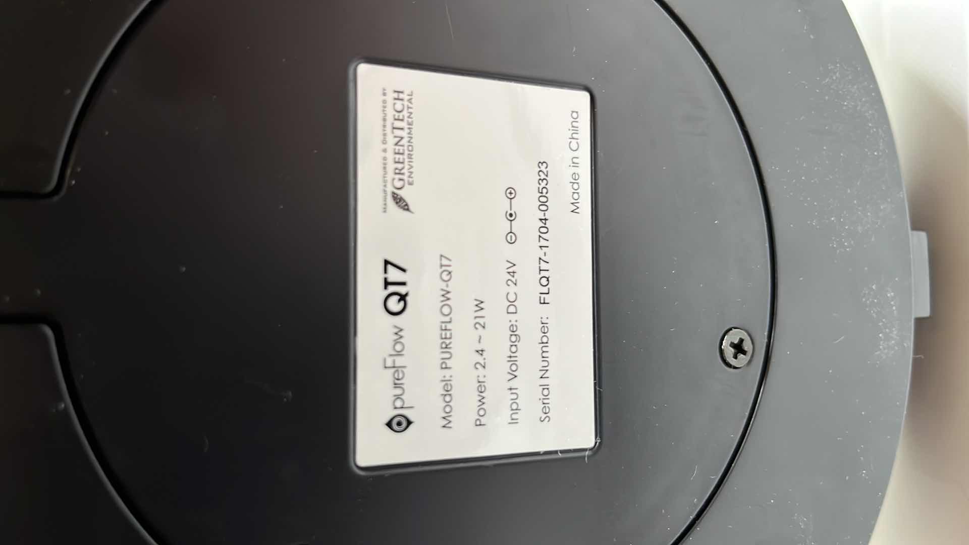 Photo 1 of GREENTECH ENVIRONMENTAL PUREFLOW QT7 10.5” 90 DEGREE VERTICAL & HORIZONTAL BLADELESS OSCILLATING FAN PUREFLOW-QT7