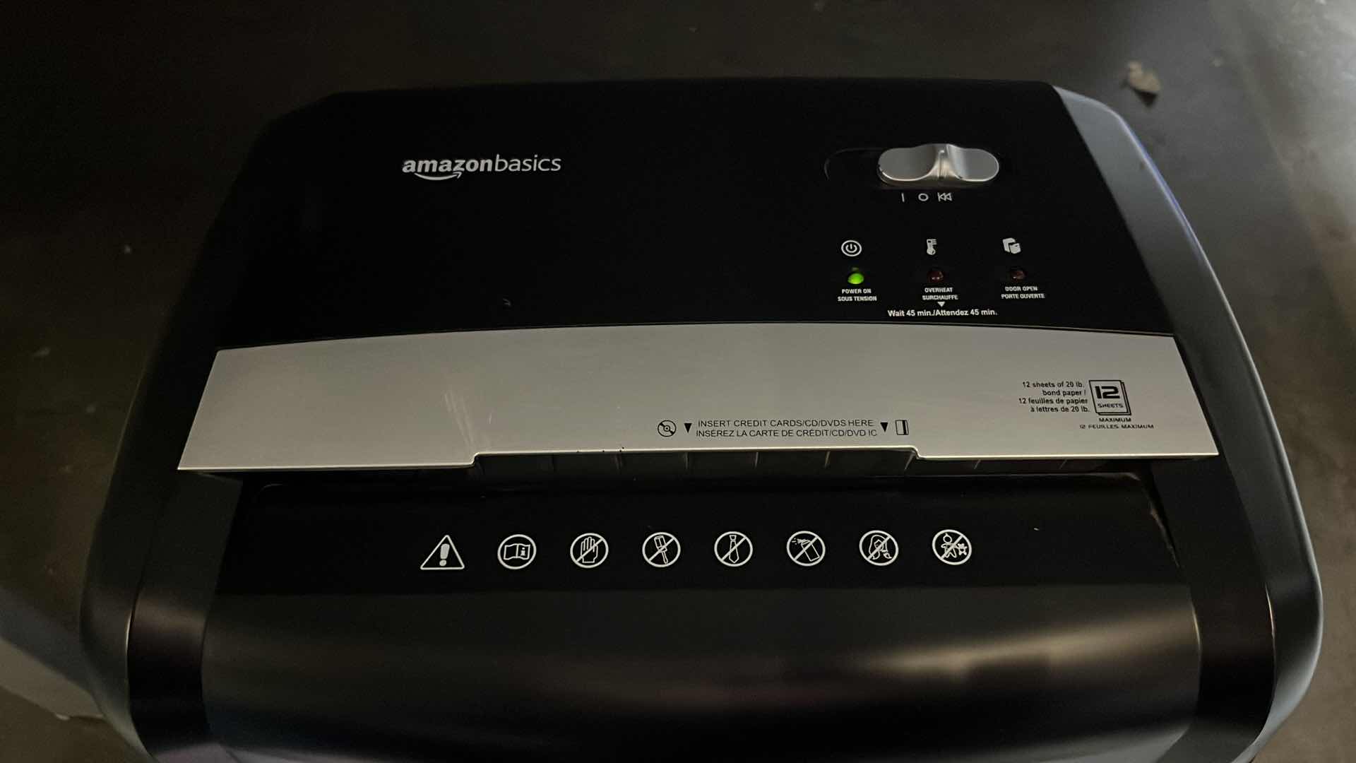 Photo 2 of AMAZON BASICS 12-SHEET STRIP-CUT PAPER CD CREDIT CARD SHREDDER ASIN B00D7H8XB6