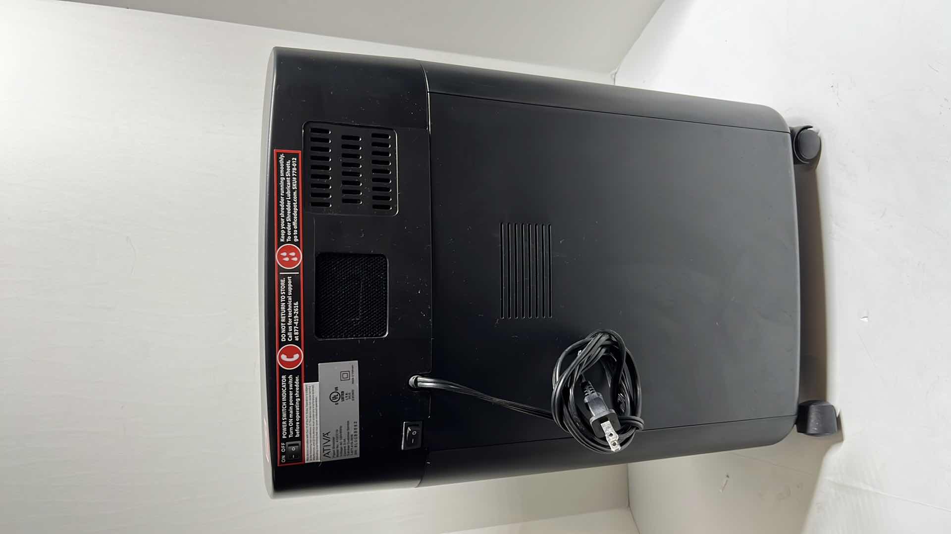 Photo 1 of ATIVA 12-SHEET CROSS-CUT PAPER & CREDIT CARD SHREDDER MODEL NO A12CC19