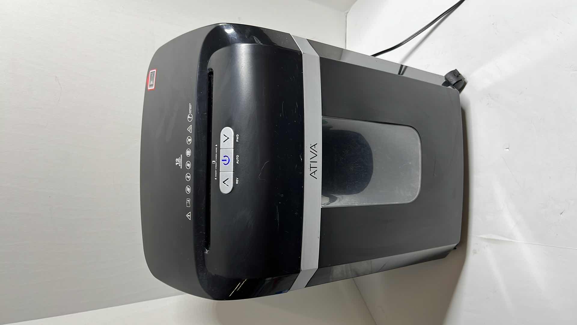 Photo 1 of ATIVA 12-SHEET CROSS-CUT PAPER & CREDIT CARD SHREDDER MODEL NO A12CC19