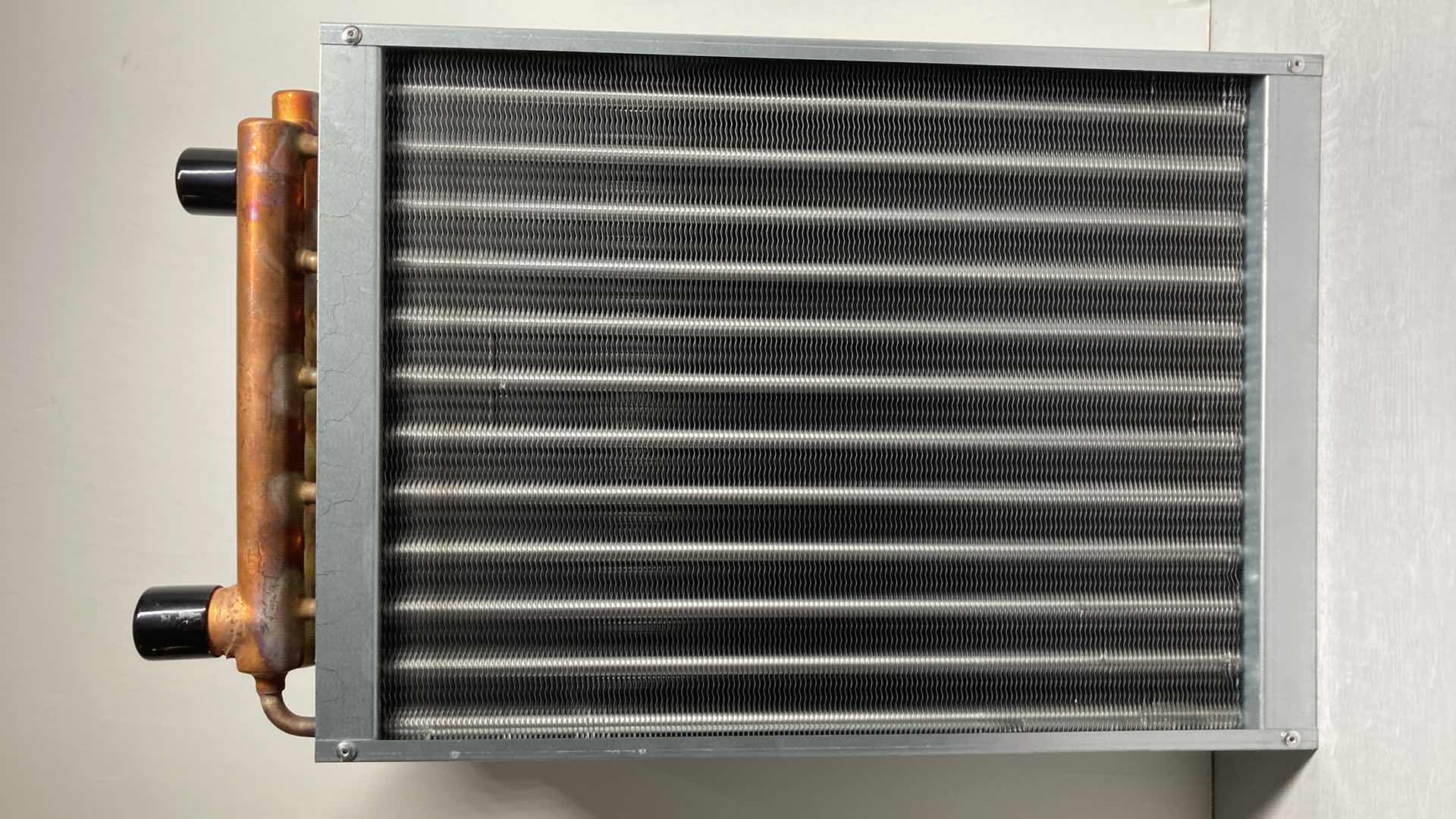 View 1 of NEW ALFA HEATING SUPPLY WATER TO AIR HEAT EXCHANGER HOT WATER COIL FOR OUTDOOR FURNACE 12” X 3.5” 20”