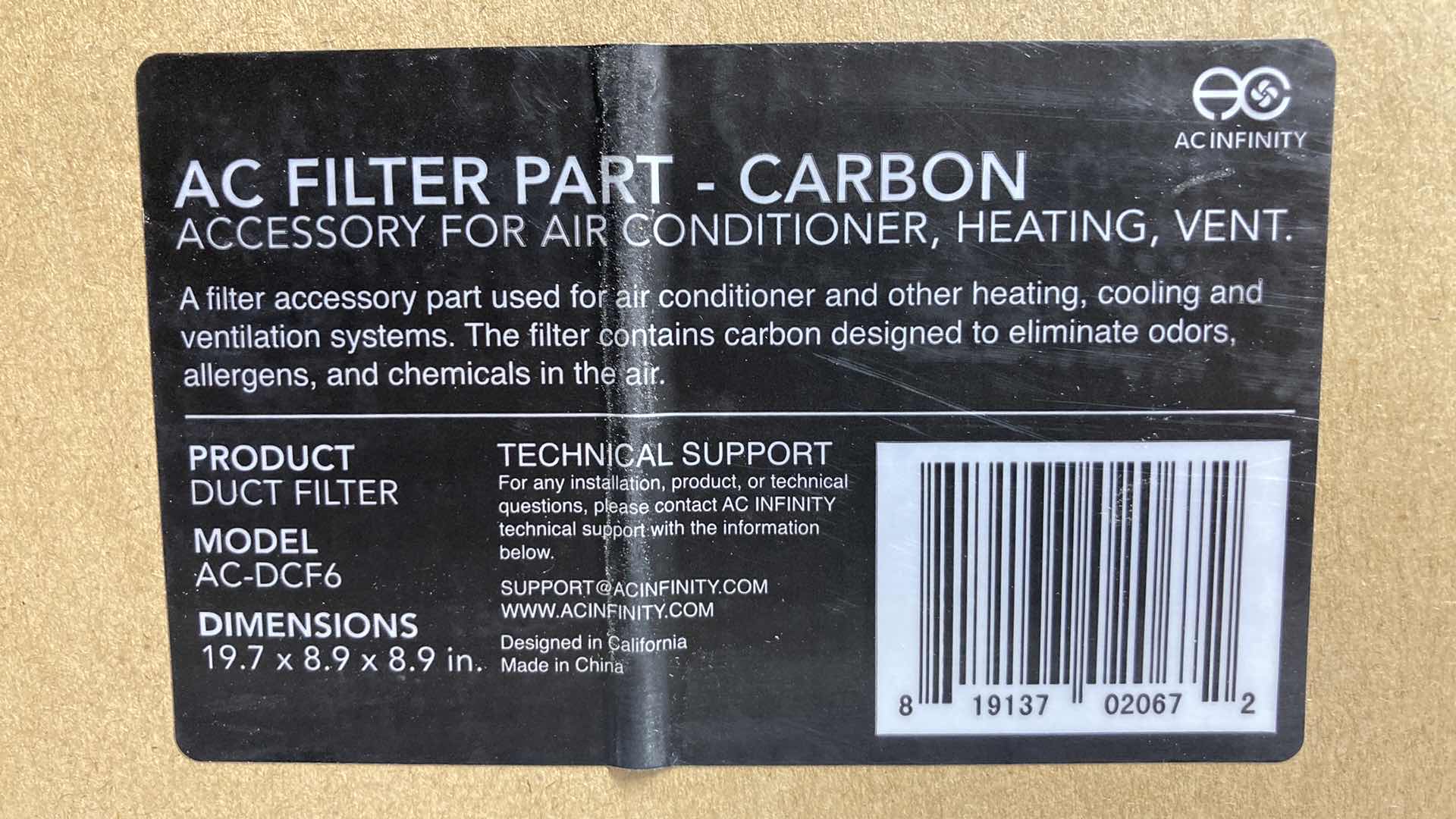 Photo 3 of NEW AC INFINITY AC CARBON FILTER PART ACCESSORY FOR AIR CONDITIONER HEATING VENT DUCT FILTER MODEL AC-DCF6