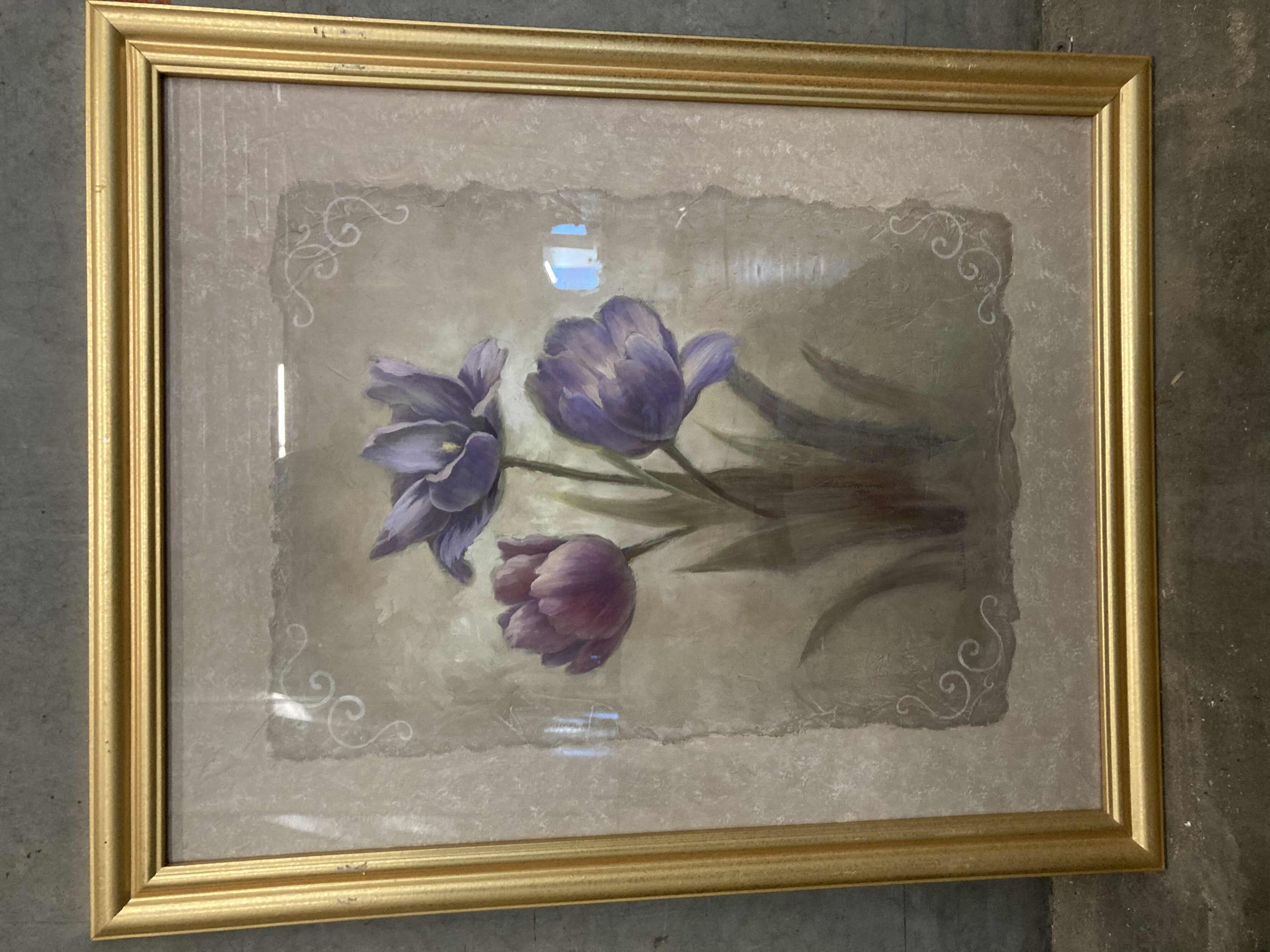Photo 1 of FLORAL FRAMED ARTWORK BY VIVIAN FLASCH (2) 25.5” X 31.5”